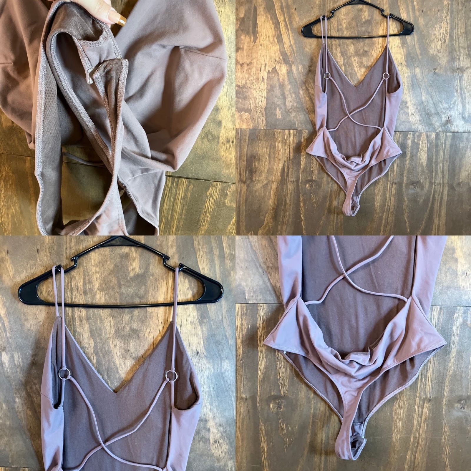 Vintage Intimately Free People Bodysuit Purple V Neck Criss Cross Strap Stretch L Women Size L / US 10 / IT 46 - 8 Thumbnail