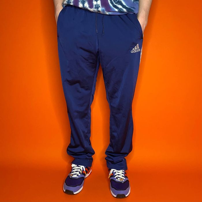 Adidas Vintage Navy Blue Adidas Sweatpants White 3 Stripes Grey Y2K Grailed