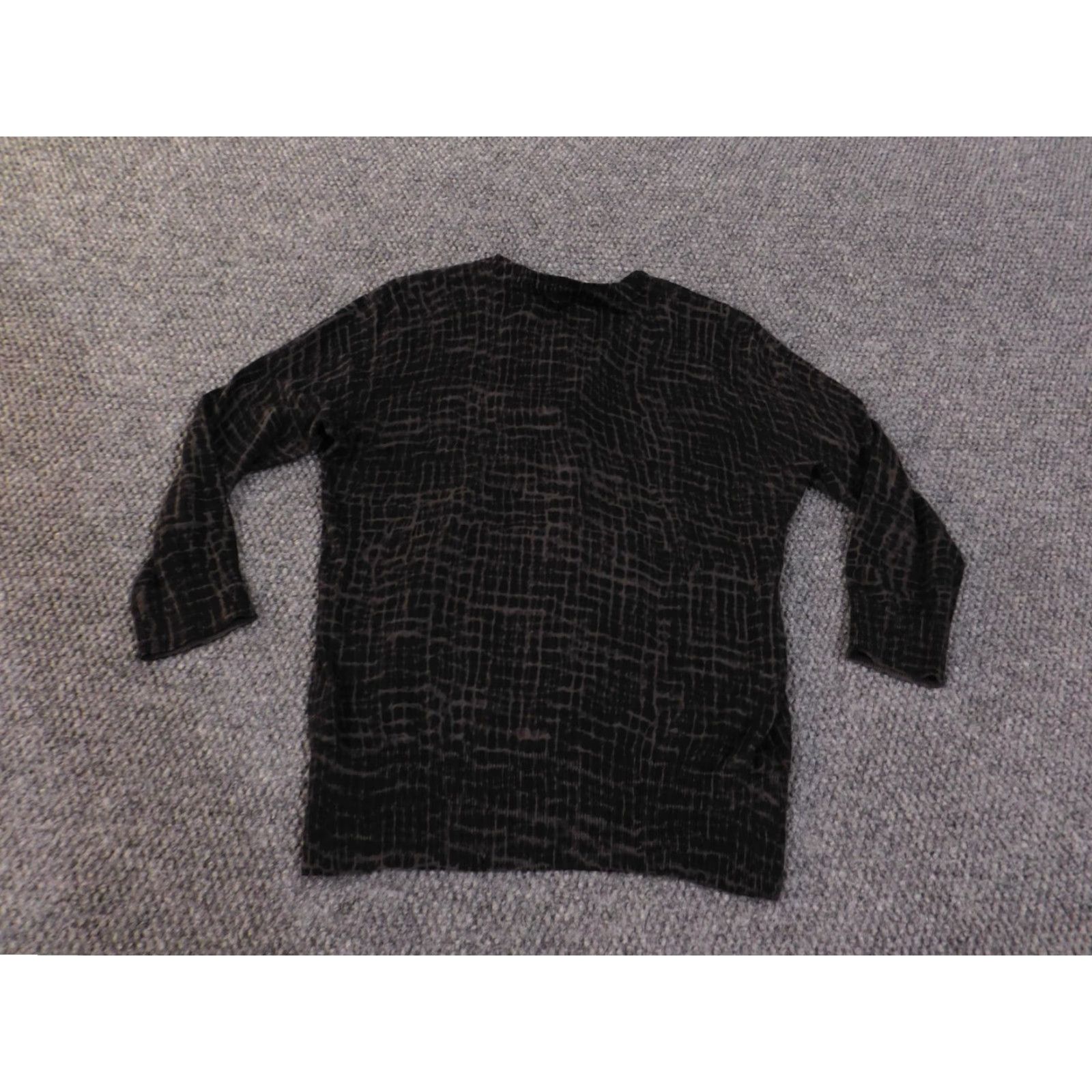 Loft LOFT Cardigan Sweater Black Womens Medium Crew Neck Button Pima Cotton Geometric Knit Rib Knit Pullover casual Size M / US 6-8 / IT 42-44 - 7 Thumbnail