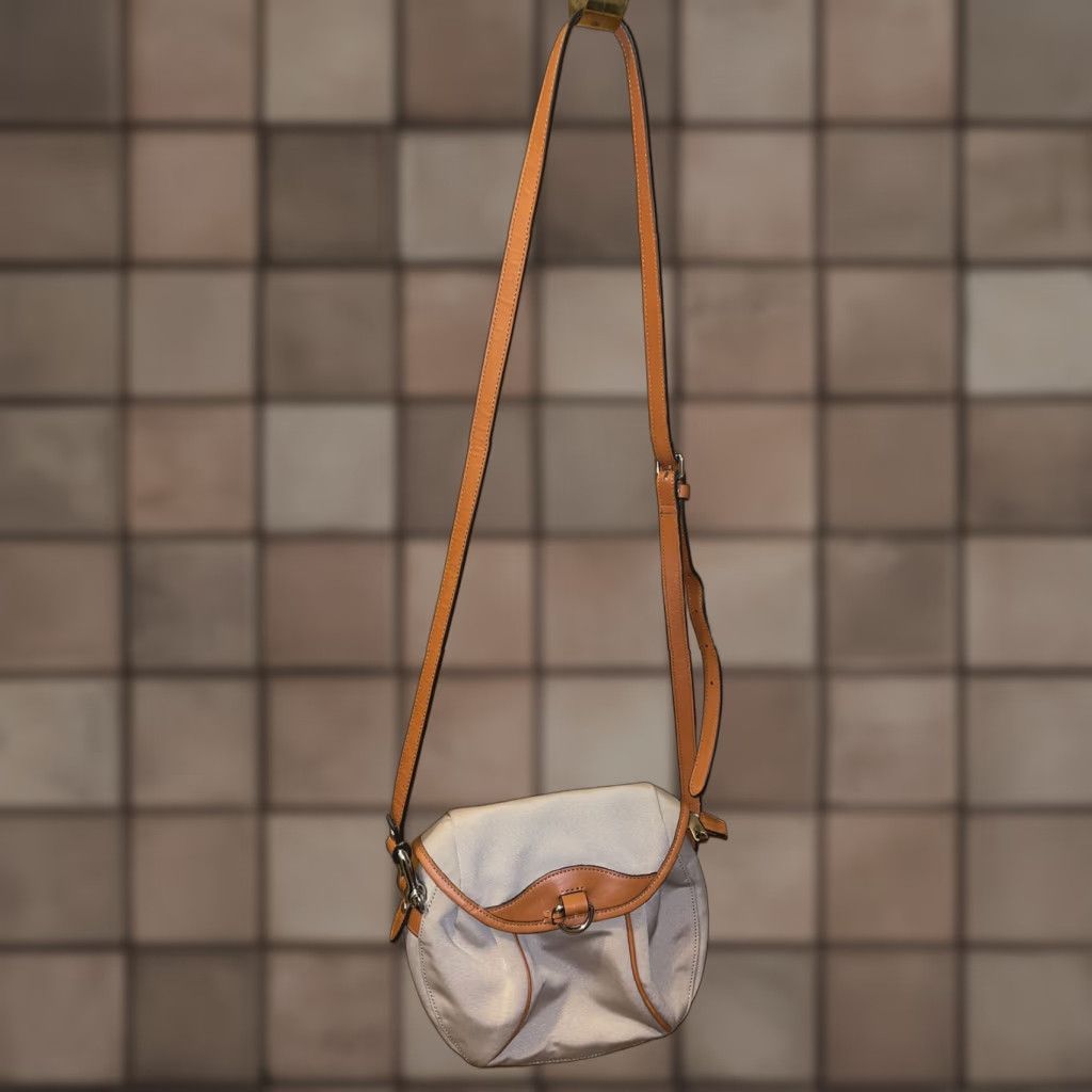 Ralph Lauren VINTAGE Lauren Ralph Lauren Canvas Crossbody Purse with Magnetic Closure, Beige, Small, Womens Size ONE SIZE - 1 Thumbnail