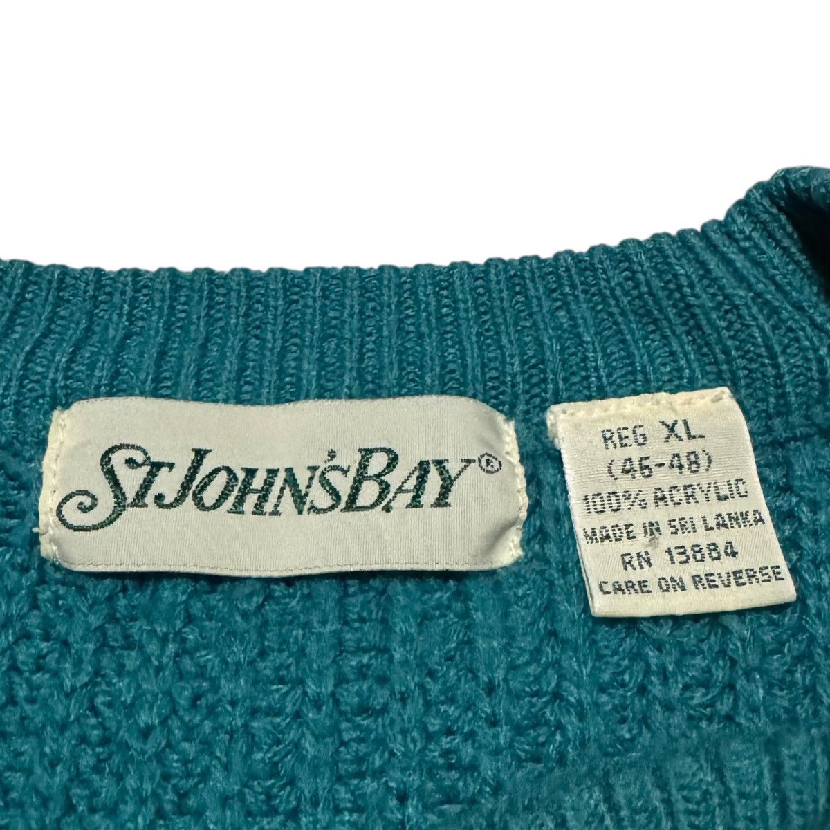 St. Johns Bay Vintage 90s St John's Bay Turquoise Knit Sweater Men's XL Size US XL / EU 56 / 4 - 5 Thumbnail