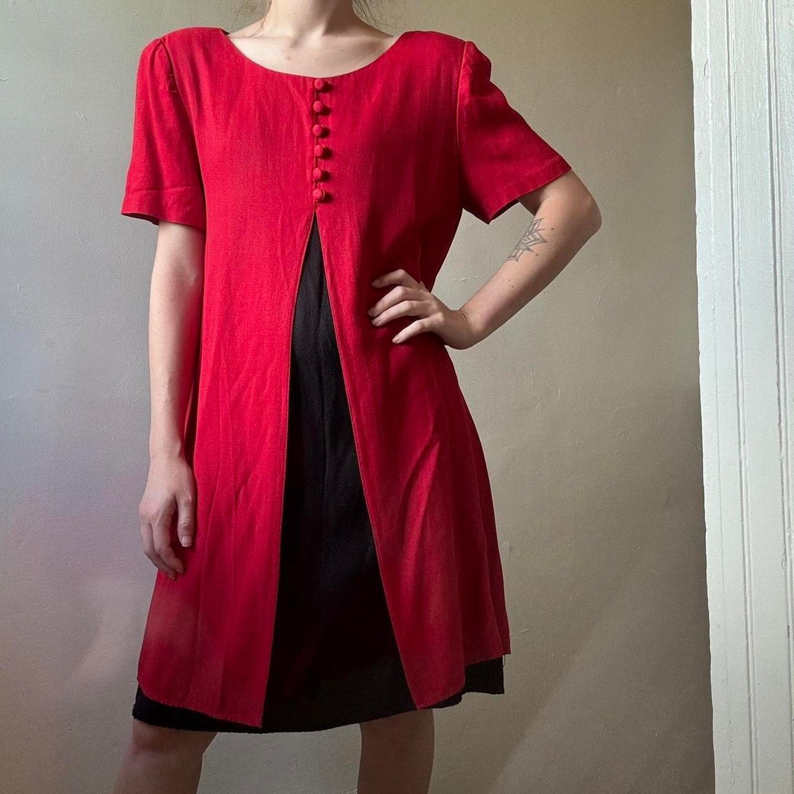 Vintage Vintage Jessica Howard Red Preppy Mini Dress 10 90s Elegant Size L / US 10 / IT 46 - 1 Thumbnail