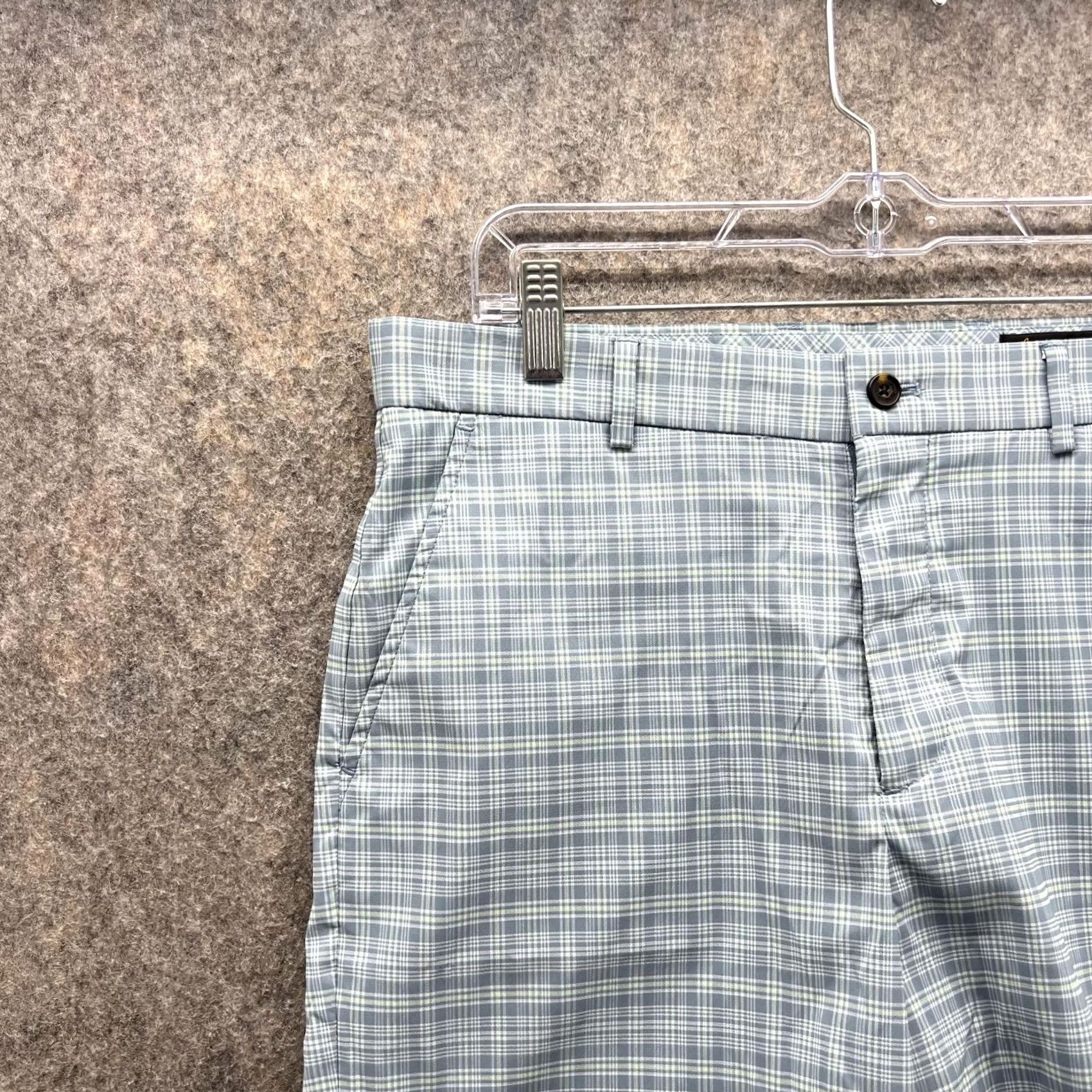 Vintage Greg Norman Shorts Men 32 Blue Chino Flat Polyester Spandex Glen Check Golf Size US 32 / EU 48 - 3 Thumbnail
