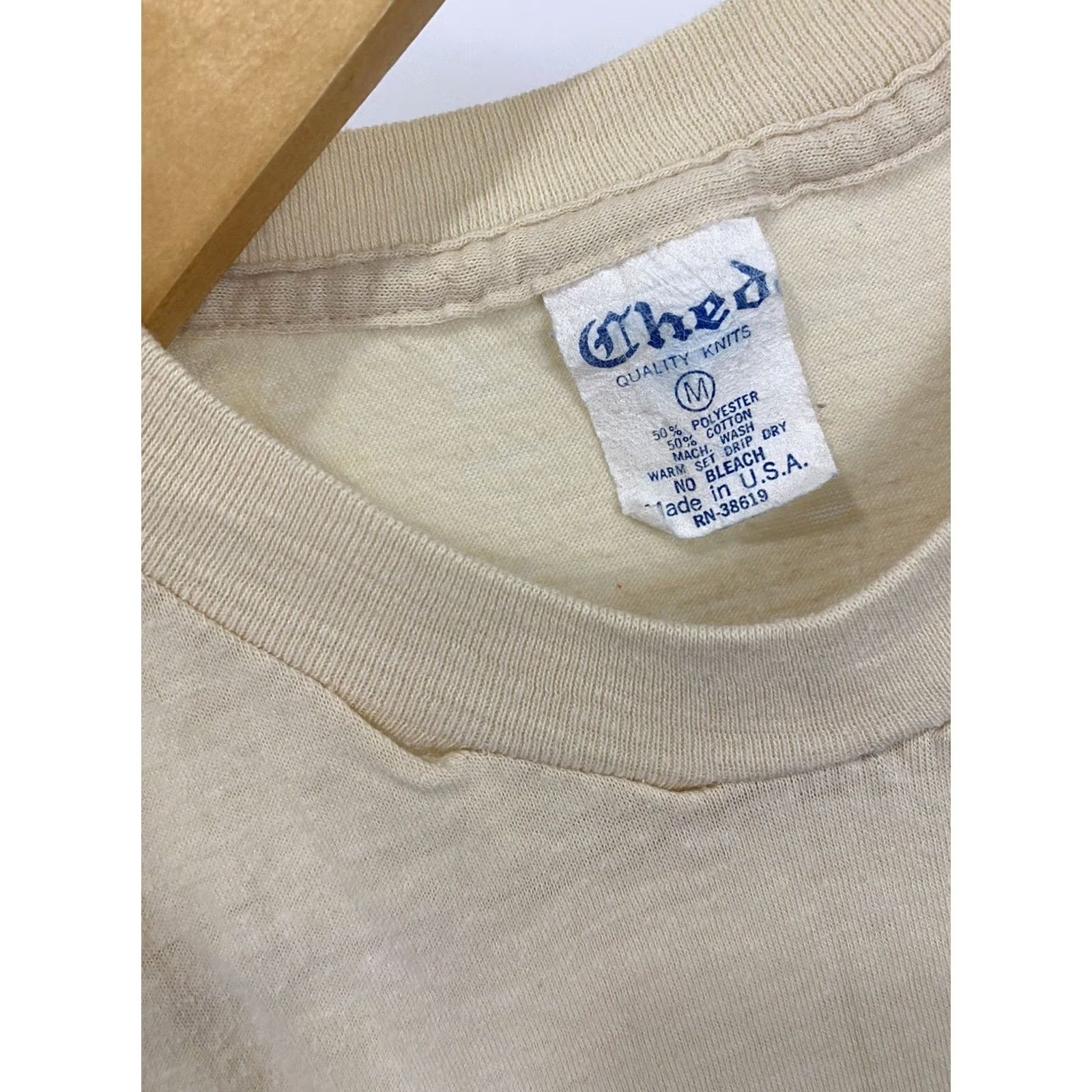 Vintage VTG 80s TDK Quality Recording Tape Cassette Promo Ched Super Thin T-Shirt M Shirt Mens Beige 80s Theme Shirt Mens Size US M / EU 48-50 / 2 - 6 Thumbnail