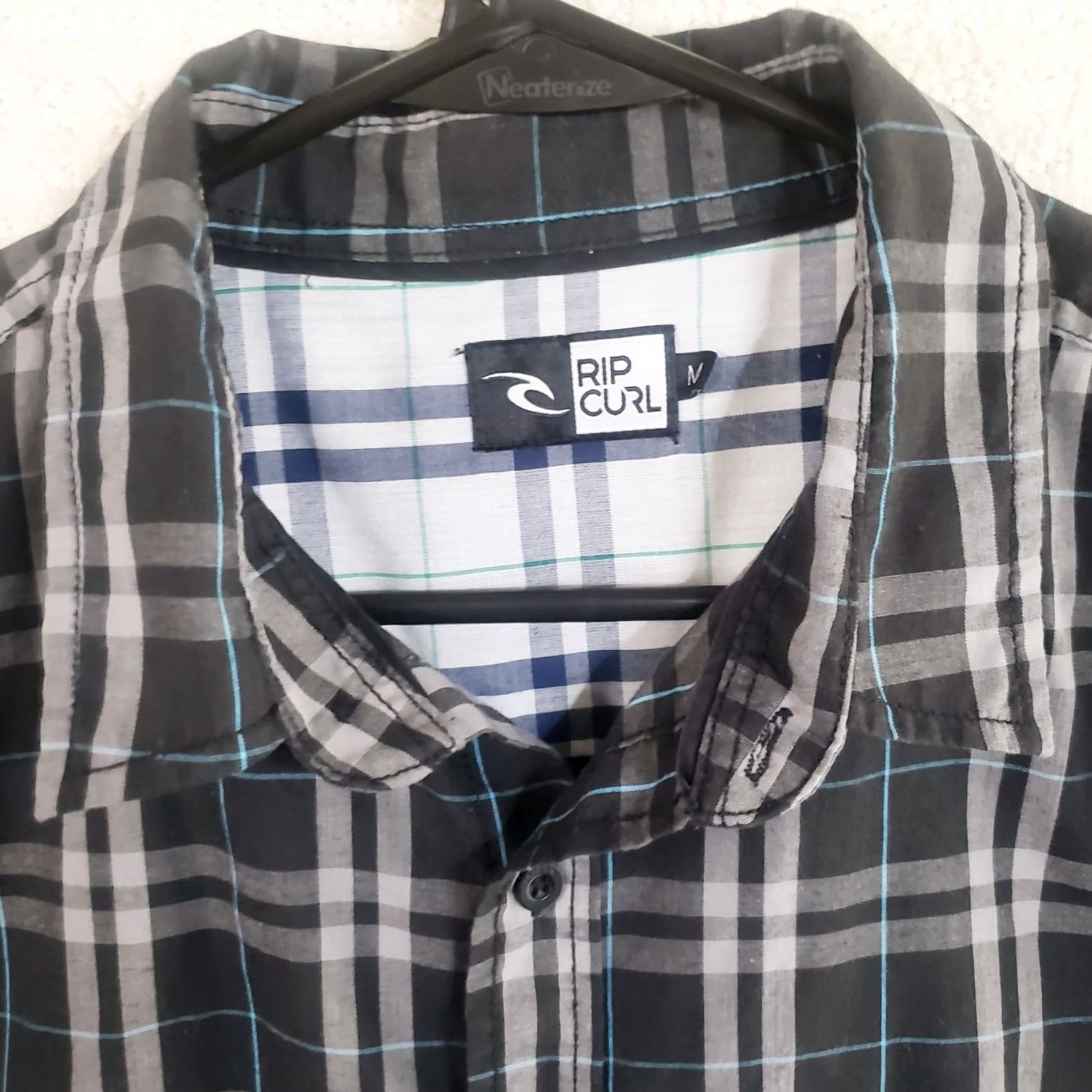 Rip Curl Rip Curl Mens M Black Plaid Short Sleeve Button Front Embroidered Shirt Size US M / EU 48-50 / 2 - 4 Thumbnail