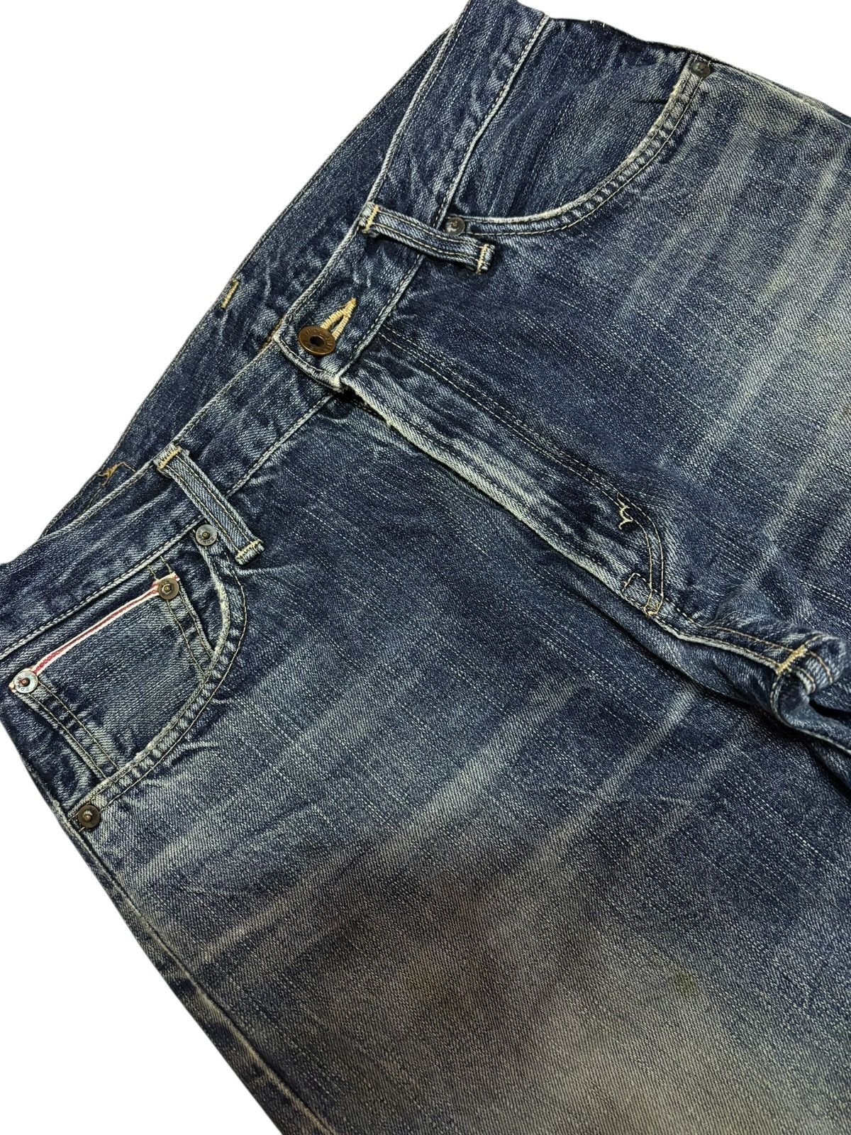 Edwin Vtg 90s Edwin Japan 505 Selvedge Distressed Jeans Size US 30 / EU 46 - 6 Thumbnail