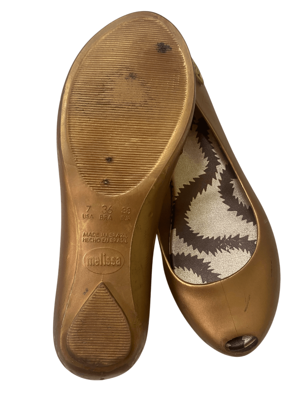 Vivienne Westwood 2 pair Vivienne Westwood Melissa Gold Rubber Shoe Sandal Size US 8 / IT 38 - 10 Thumbnail