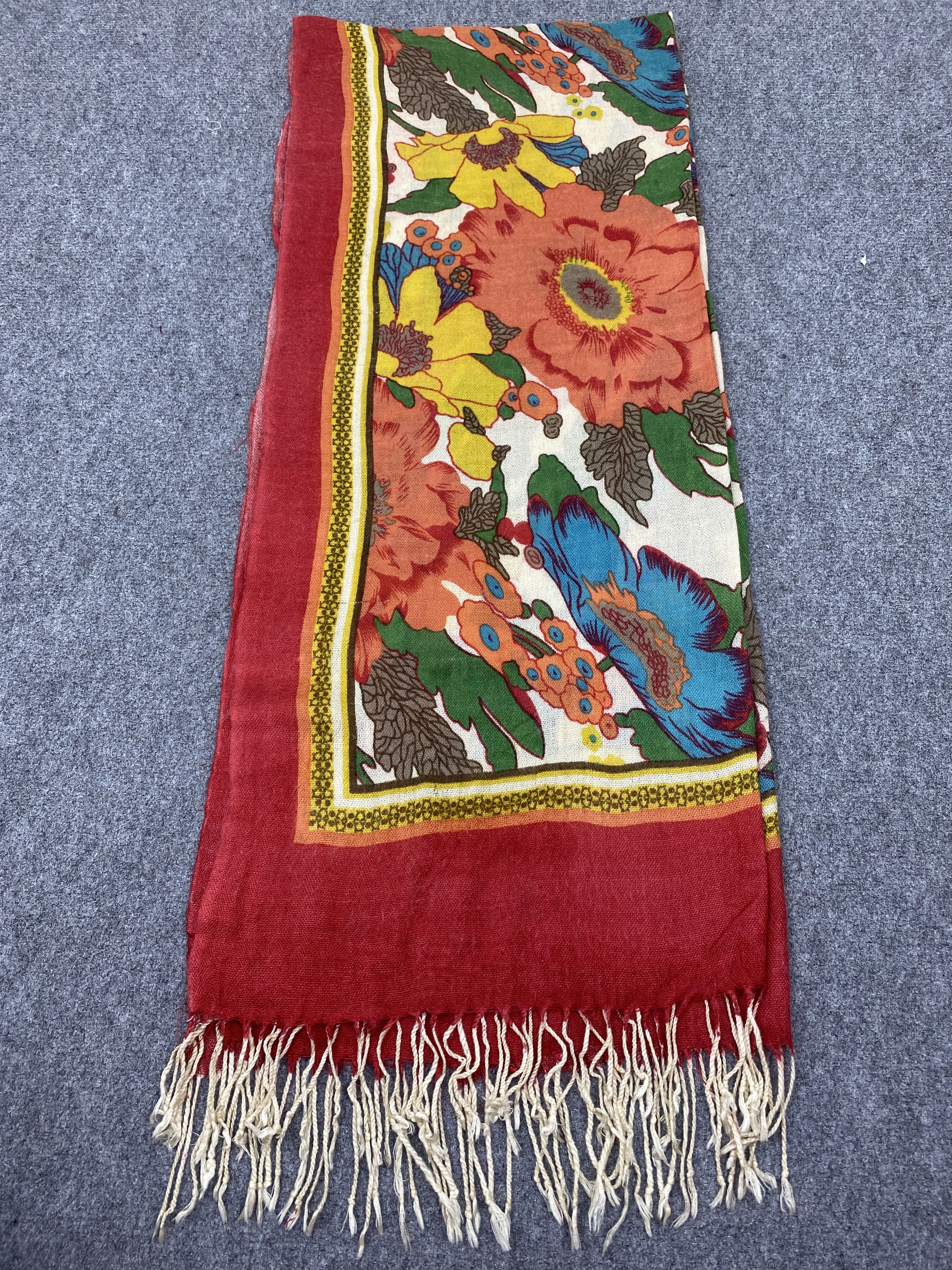 Japanese Brand Japan Brand Art Floral Wool Scarf Muffler SC0338 Size ONE SIZE - 5 Thumbnail