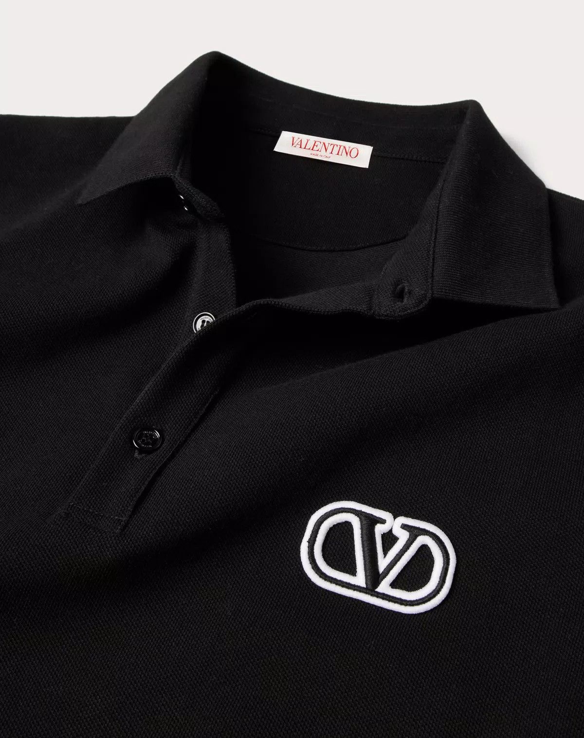 Valentino oc11z0725 Cotton Pique Polo Shirt in Black Size US L / EU 52-54 / 3 - 5 Thumbnail