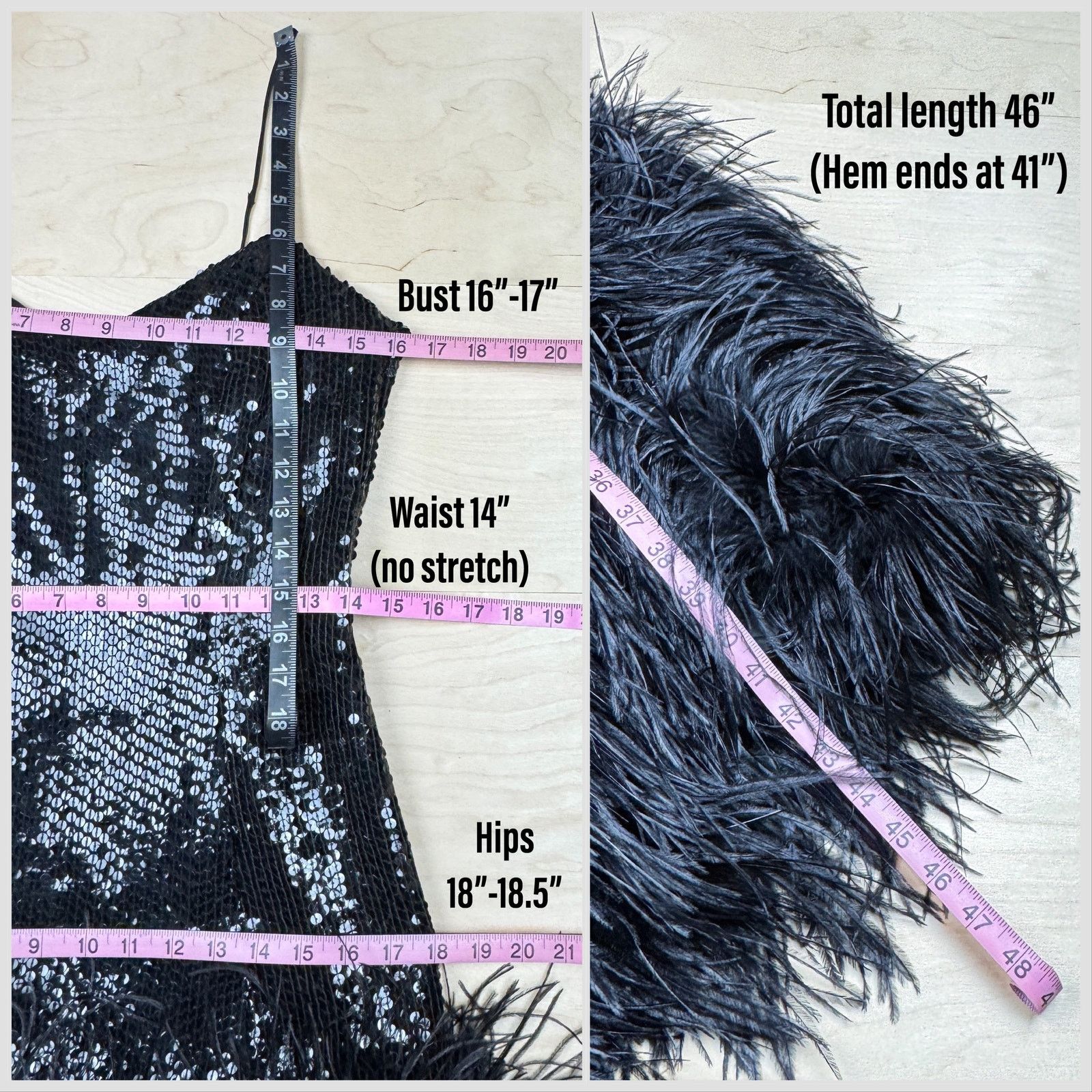 Vintage Vintage 1970s Black Sequins & Ostrich Feather Cocktail Dress Size S / US 4 / IT 40 - 6 Thumbnail