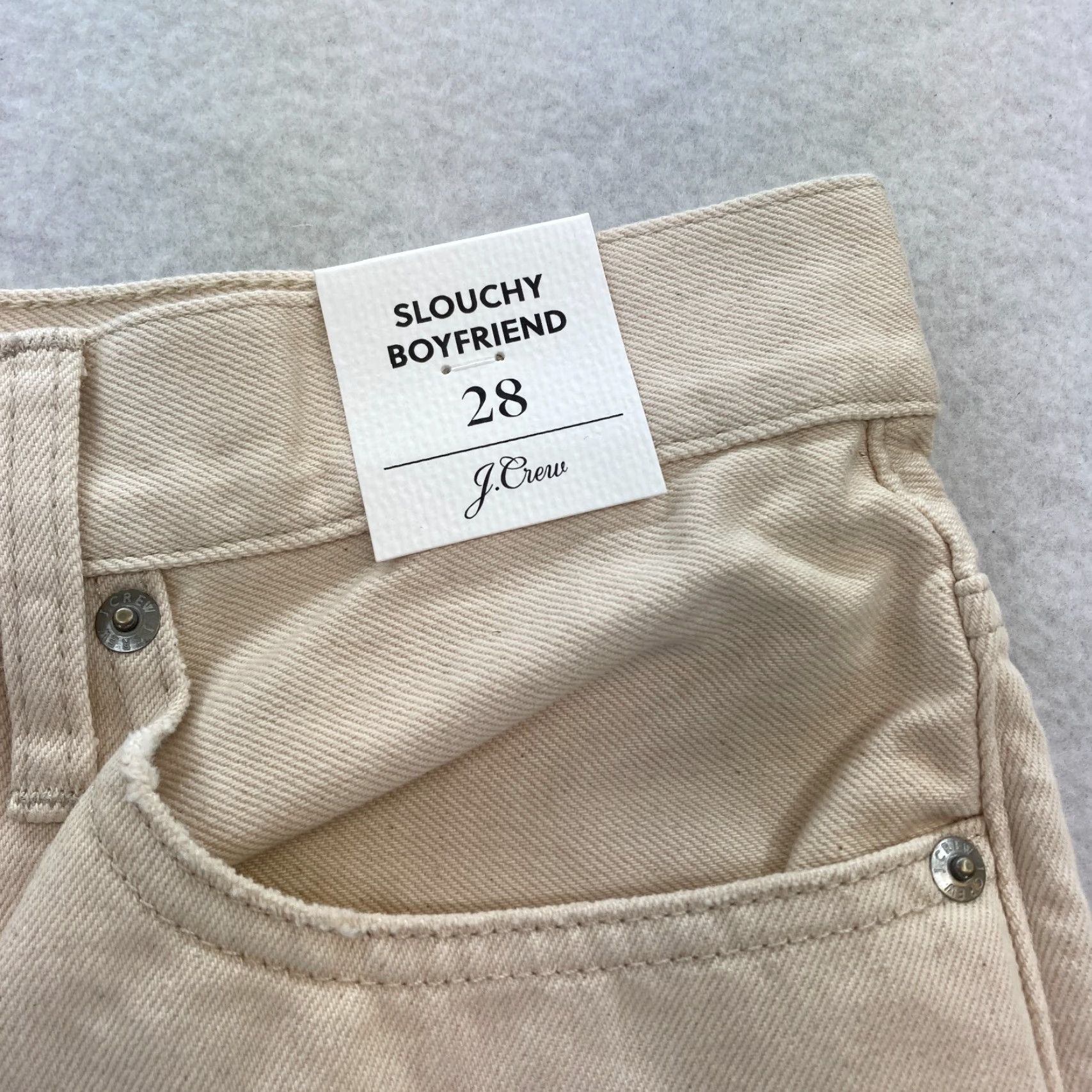 J.Crew J.CREW Slouchy Boyfriend Jeans Women's 28 Straight Leg Beige Denim Ankle Crop Jeans Size 28" / US 6 / IT 42 - 4 Thumbnail