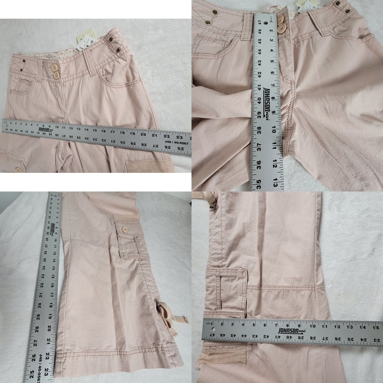 Vintage CAbi Womens Mid-Rise Cotton Cropped Cargo Pants 10 Beige Casual Size 32" / US 10 / IT 46 - 8 Thumbnail