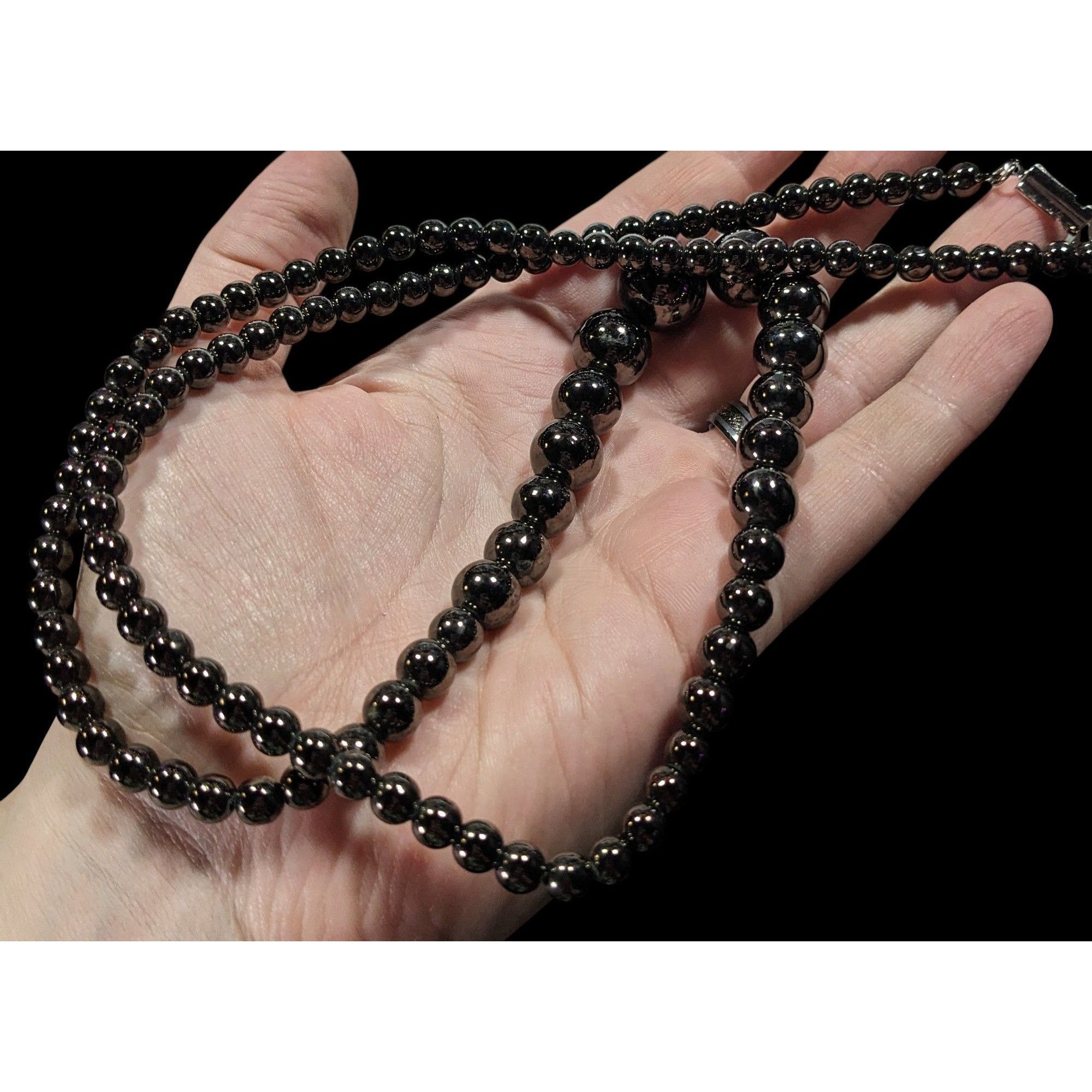 Other Elegant Faux Hematite Graduated Beaded Necklace Size ONE SIZE - 5 Thumbnail
