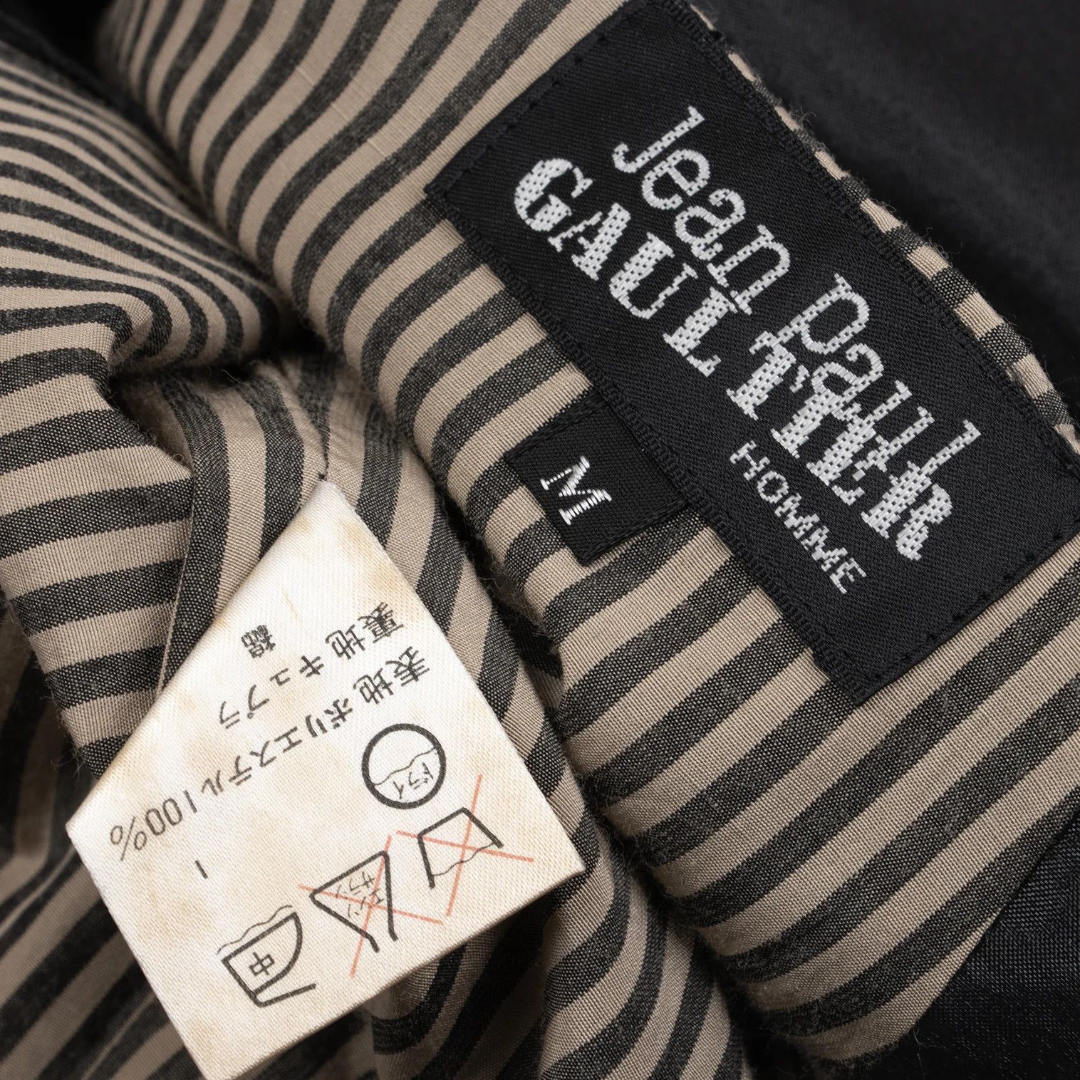 Jean Paul Gaultier Sheer Layered Stripe Jacket in Black and Beige, Size M Size US M / EU 48-50 / 2 - 19 Thumbnail