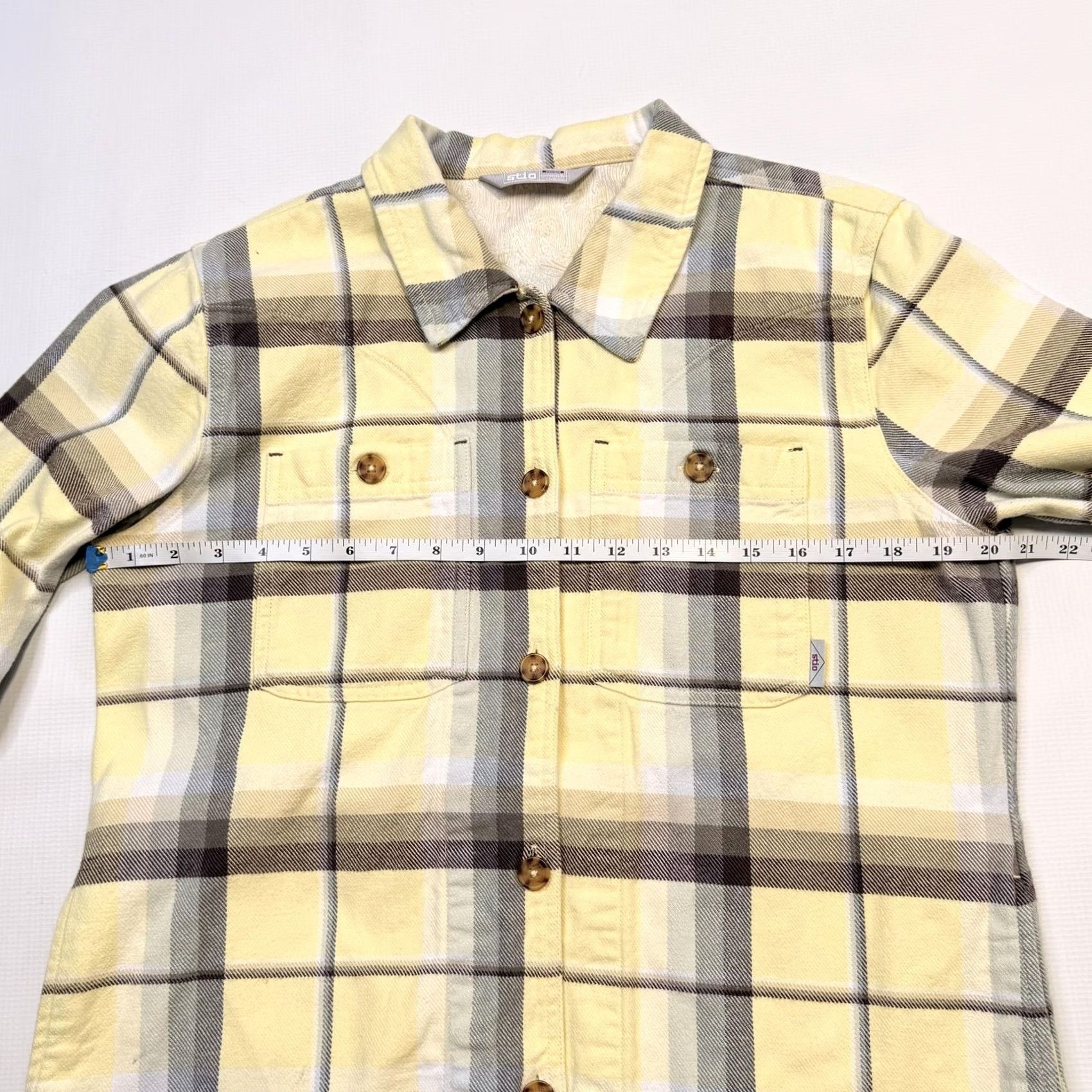 Vintage Stio Jacket Womens L Yellow Plaid Organic Cotton Flannel Lined Pockets Size L / US 10 / IT 46 - 7 Thumbnail