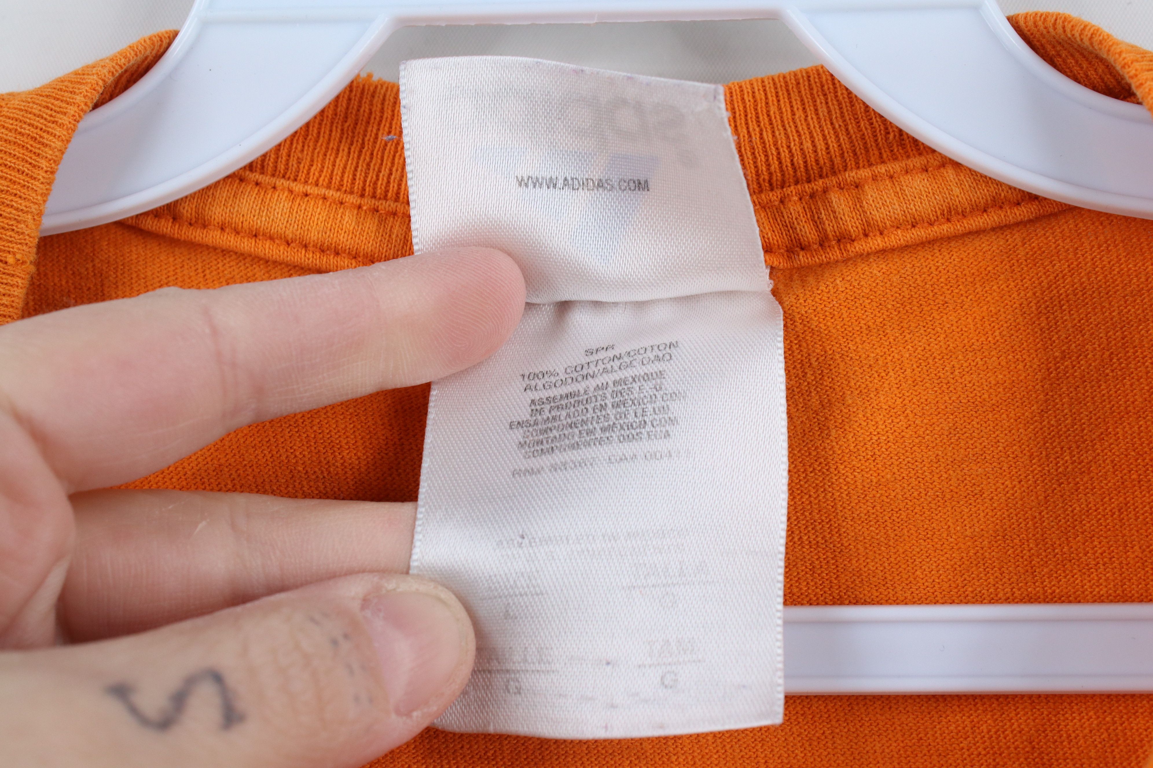 Adidas × Vintage Vintage 90s Adidas Spell Out Big Logo T-Shirt Orange Cotton Size US L / EU 52-54 / 3 - 10 Thumbnail