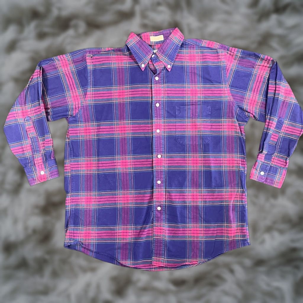 Vintage VINTAGE L.L Bean Shirt Mens 16.5 Large Red Blue Tartan Plaid Button Up USA Made Size US XL / EU 56 / 4 - 1 Thumbnail