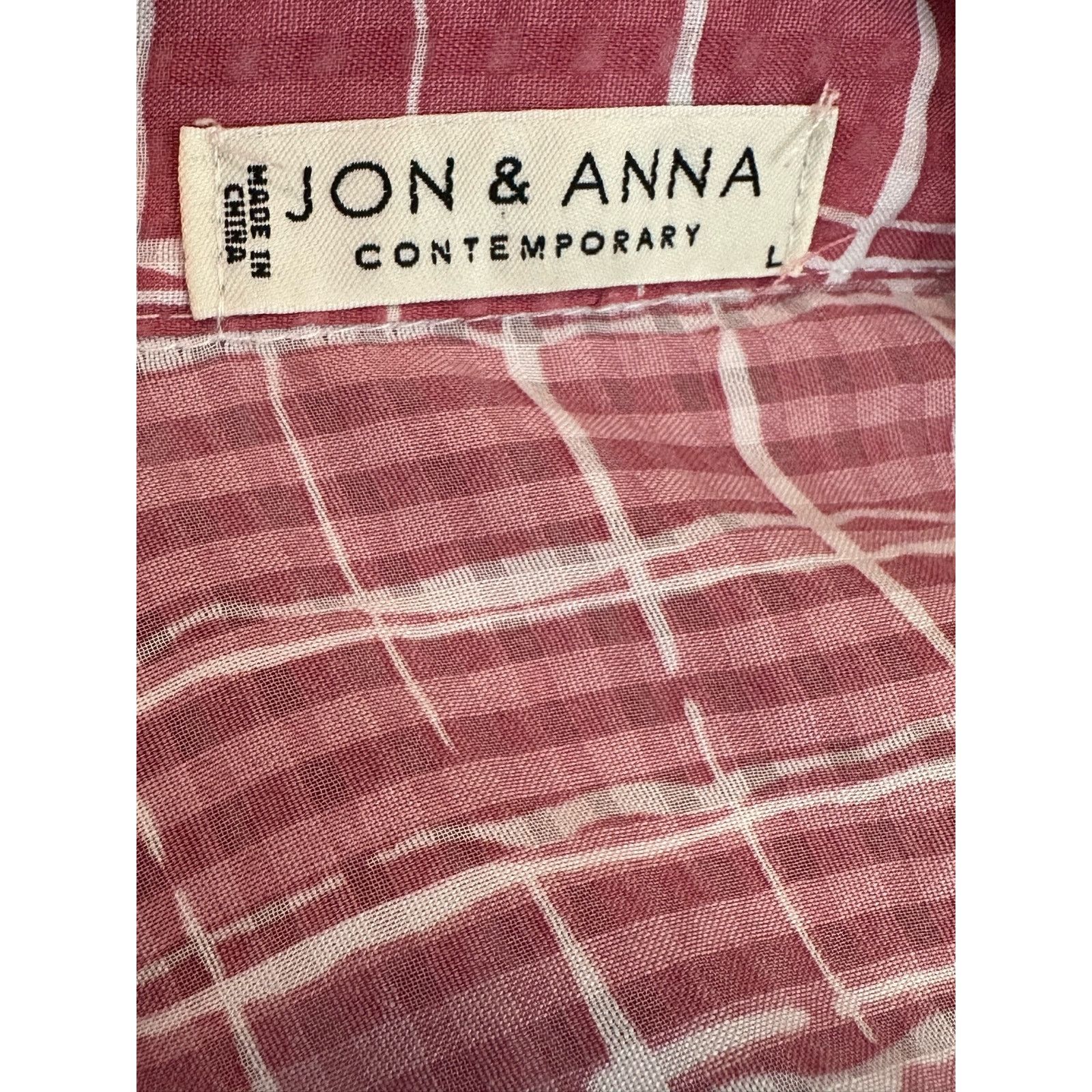 REVOLVE Jon & Anna pink plaid buttoned front tie shirt size Large Size L / US 10 / IT 46 - 3 Thumbnail