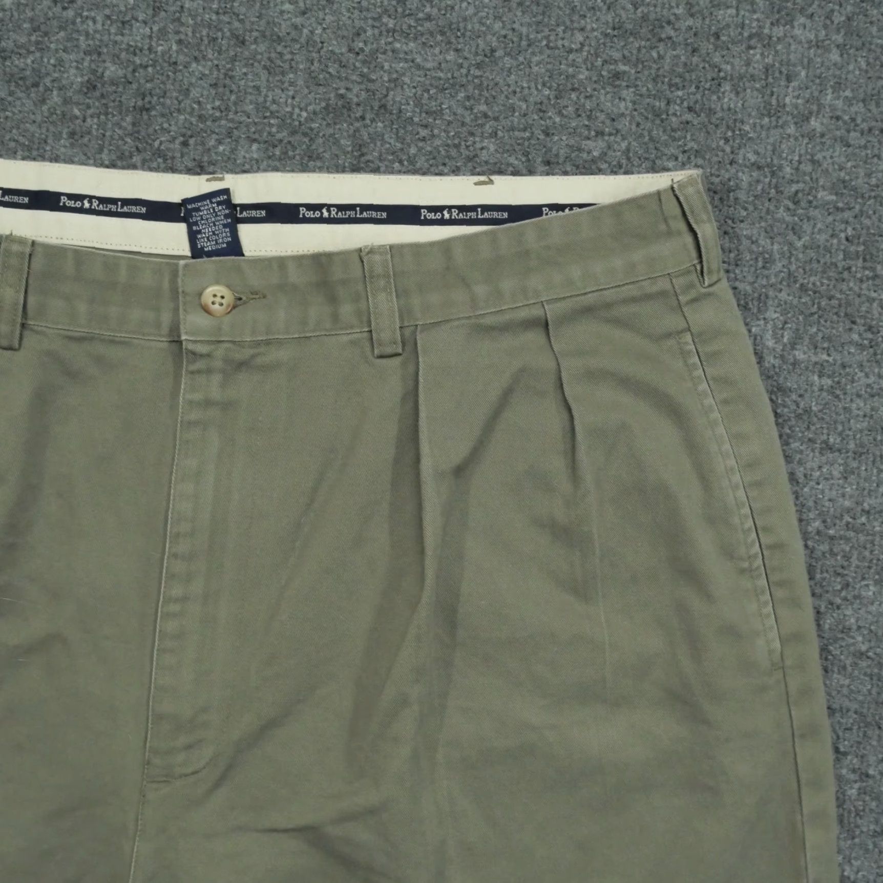 Ralph Lauren VINTAGE Ralph Lauren Pants Men 38x30 Chino Cotton Twill 90s Brown Grey Pleated Waist 37 in Straight Front Casual Size US 37 - 3 Thumbnail