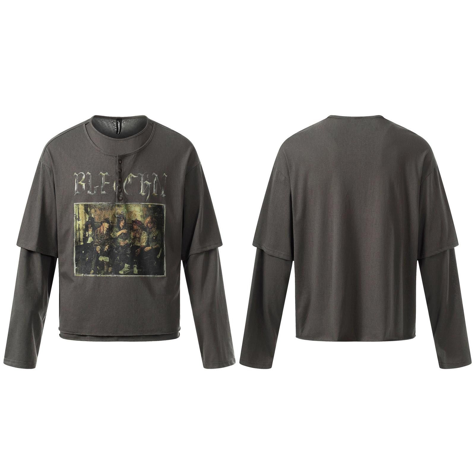 Other Faded Black Cotton Layered Graphic Tee, Long Sleeve T-Shirt Size US L / EU 52-54 / 3 - 7 Thumbnail