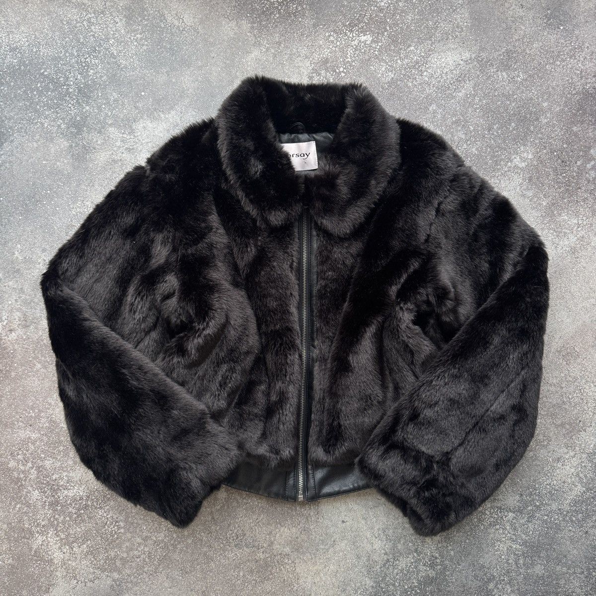 Orsay Y2K Glam Black Faux Fur Cropped Jacket