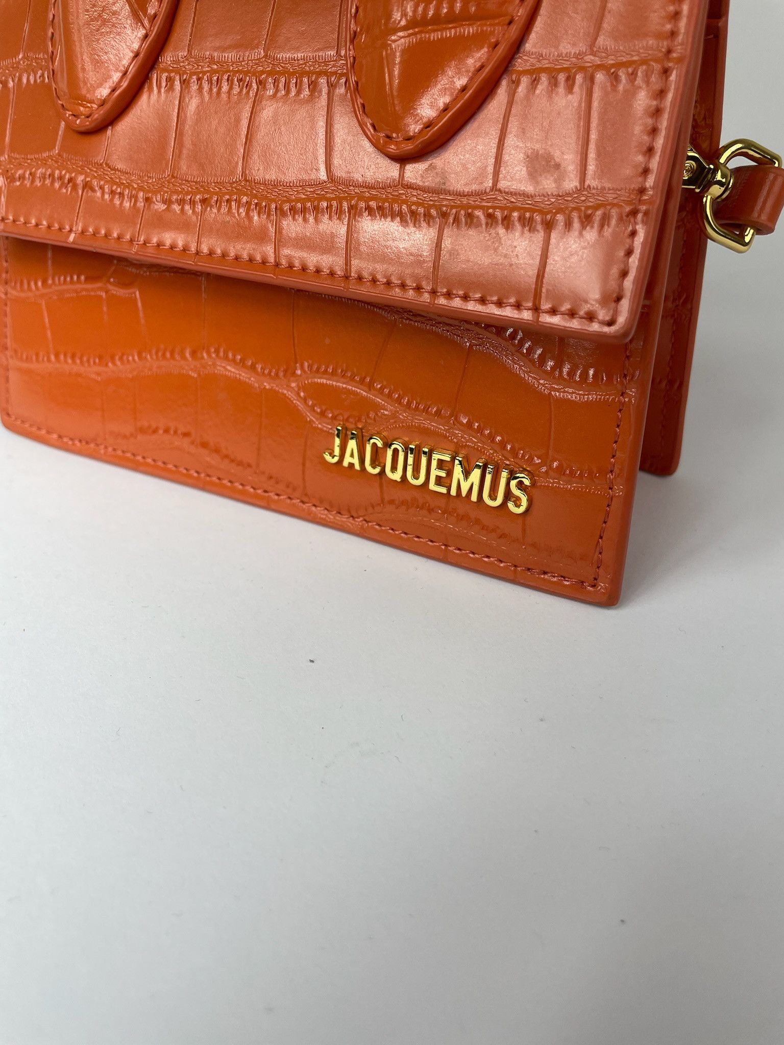 Jacquemus 'Le Chiquito' orange croc print leather bag Size ONE SIZE - 3 Thumbnail