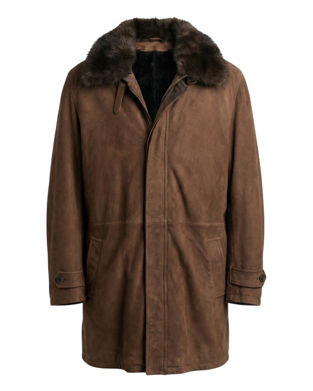 Brioni NUTRIA SHEARLING LEATHER HEAVY COAT WITH FOX FUR COLLAR Size US L / EU 52-54 / 3 - 1 Thumbnail