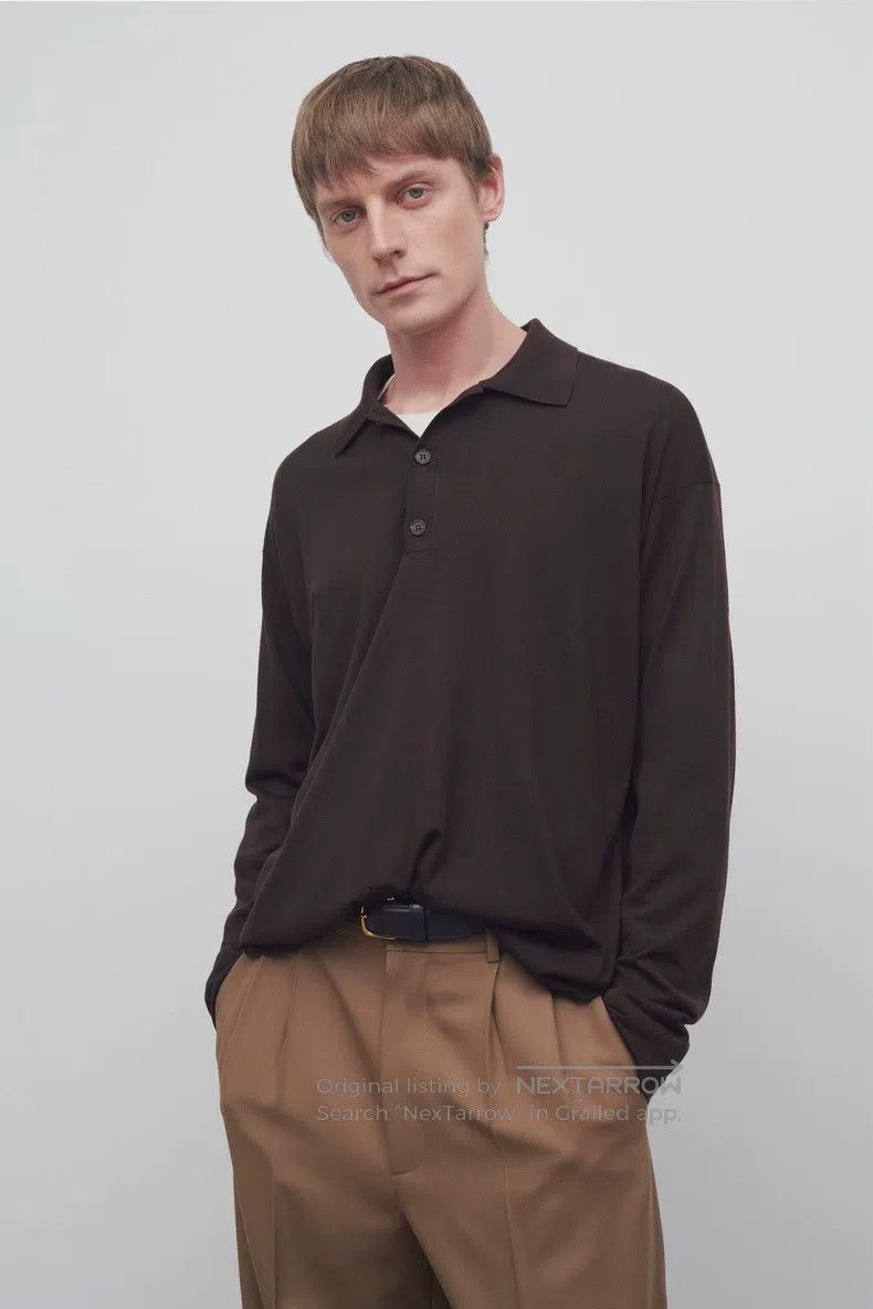 The Row The Row Brown Wool Polo Long Sleeve Size US M / EU 48-50 / 2 - 6 Thumbnail