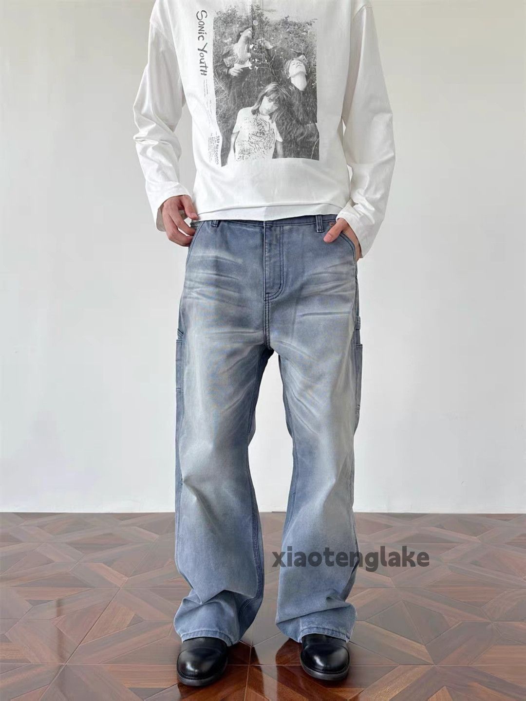 Jean Utility washed faded punk grunge loose hiphop jeans Size US 28 / EU 44 - 4 Thumbnail