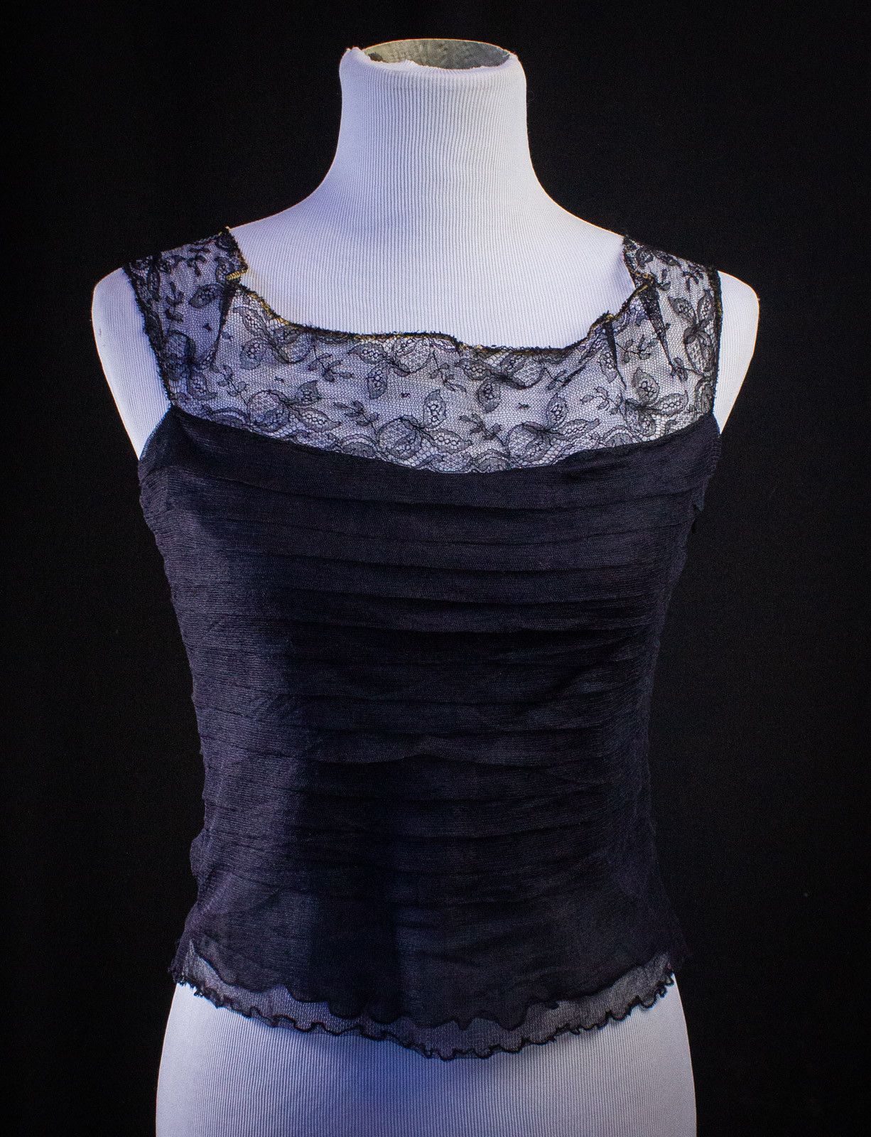 image of Gucci Lace Silk Blouse in Black, Women's (Size XS)