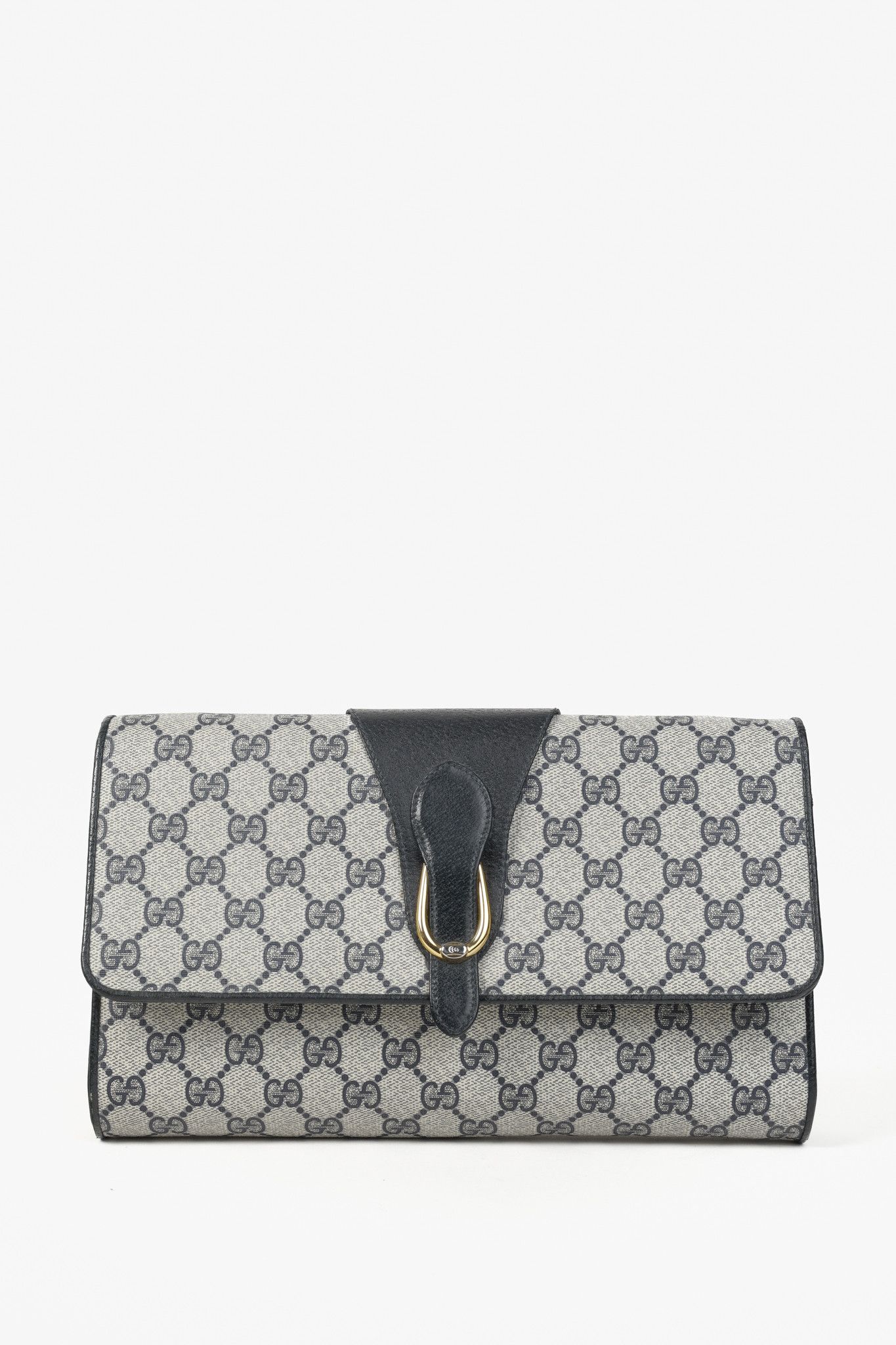 Gucci Gucci Vintage Navy Blue Monogram Clutch Bag Size ONE SIZE - 1 Thumbnail