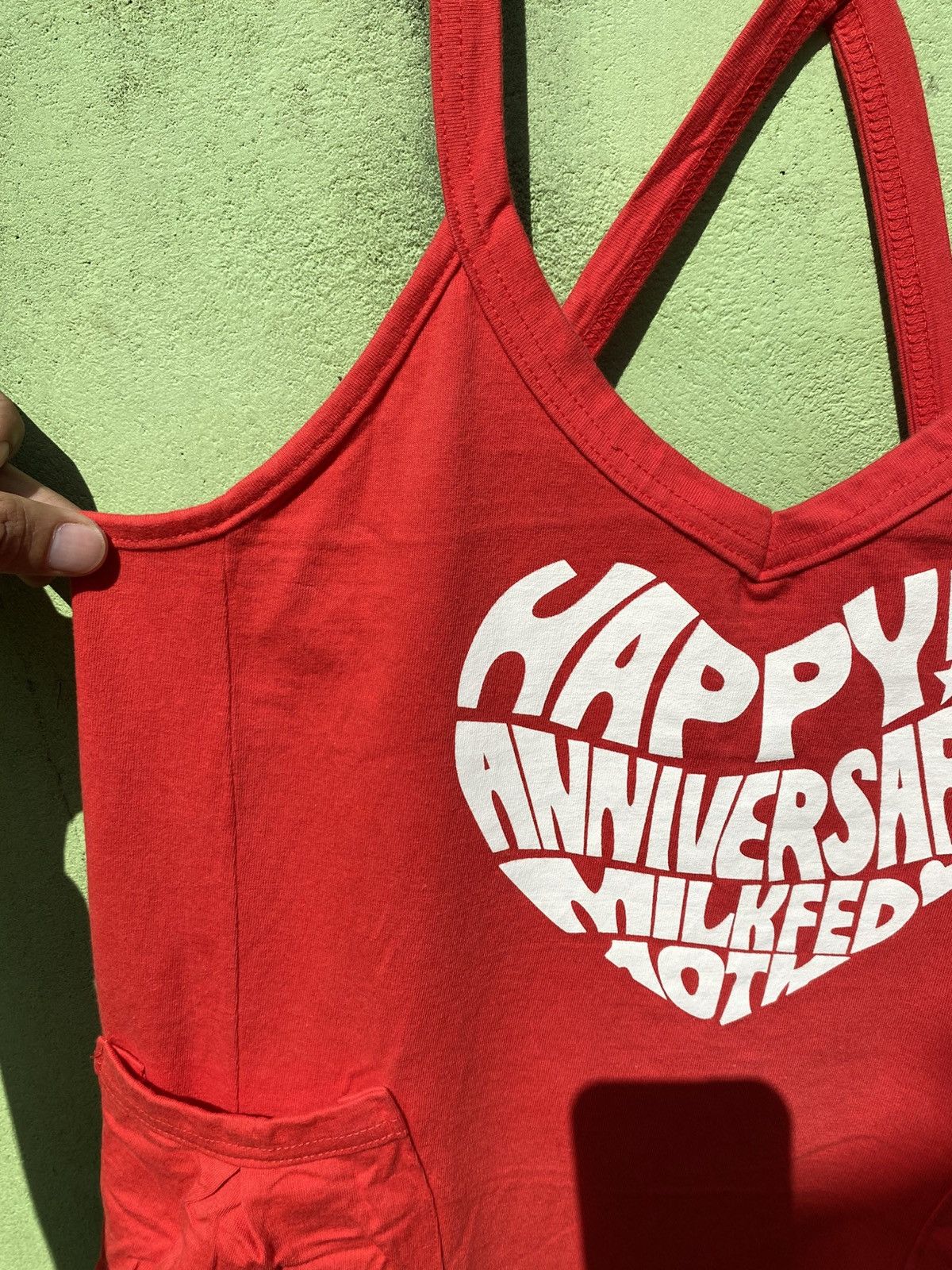 Japanese Brand Y2K Cute Red MILKFED Pocket Tank Dress Sleeveless Top Size ONE SIZE - 3 Thumbnail