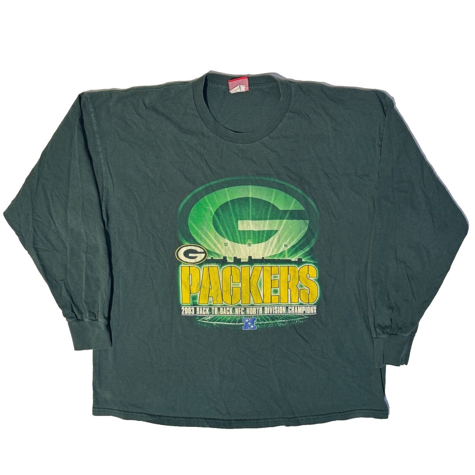 NFL NFL Green Bay Packers 2003 Back To Back NFC Champion Long Sl Size US XL / EU 56 / 4 - 1 Thumbnail