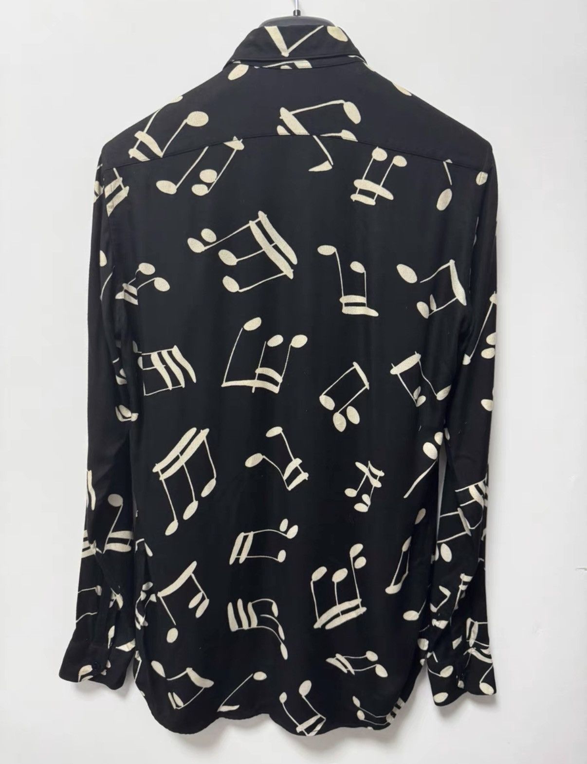 Saint Laurent Paris SLP 16FW Black/White Silk Peak Lapel Musical Note Shirt Size US M / EU 48-50 / 2 - 2 Thumbnail