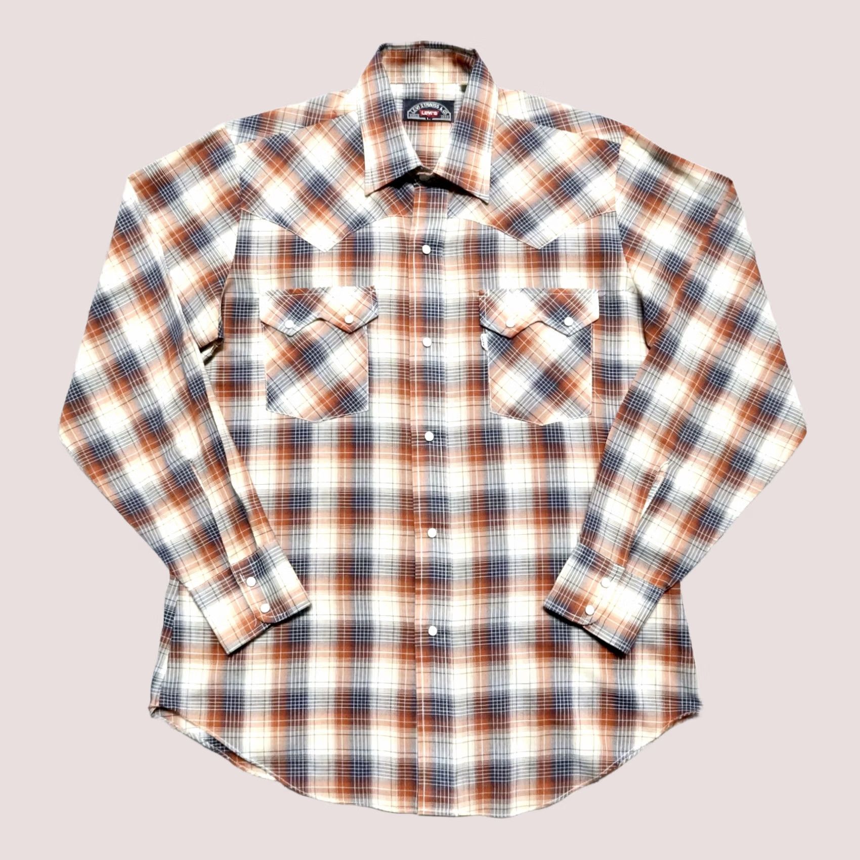 Levi's Vintage Levis Saw Tooth Plaid Shirt L Mens 80s Western Plaid Length 29.5" Chest 21.5" Size L Size US L / EU 52-54 / 3 - 1 Thumbnail