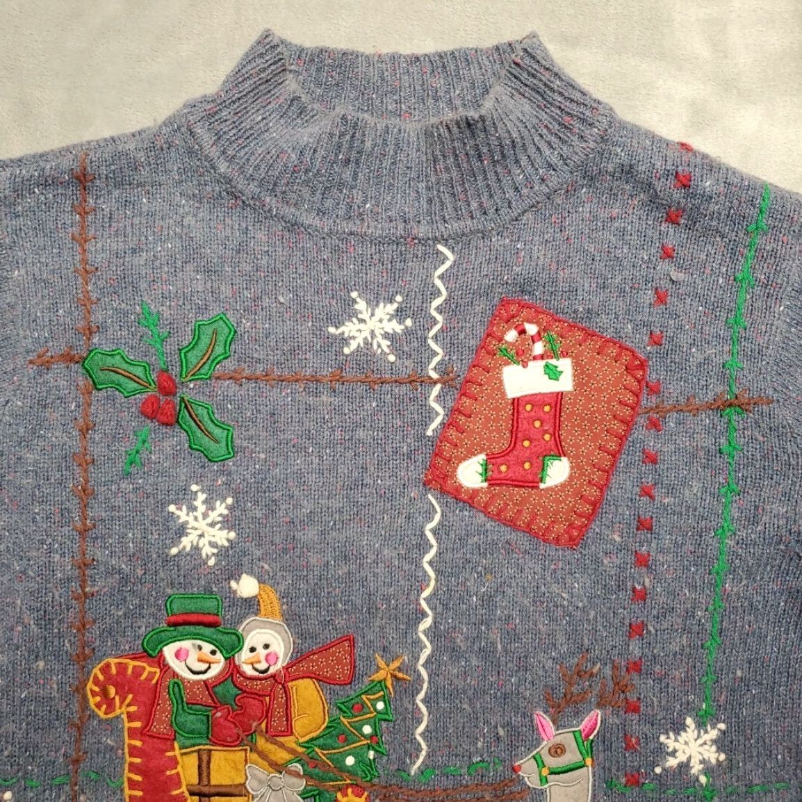 Basic Editions VINTAGE Basic Editions Holiday Sweater Womens Medium Blue Christmas Wool Blend Retro Y2K Size M / US 6-8 / IT 42-44 - 3 Thumbnail