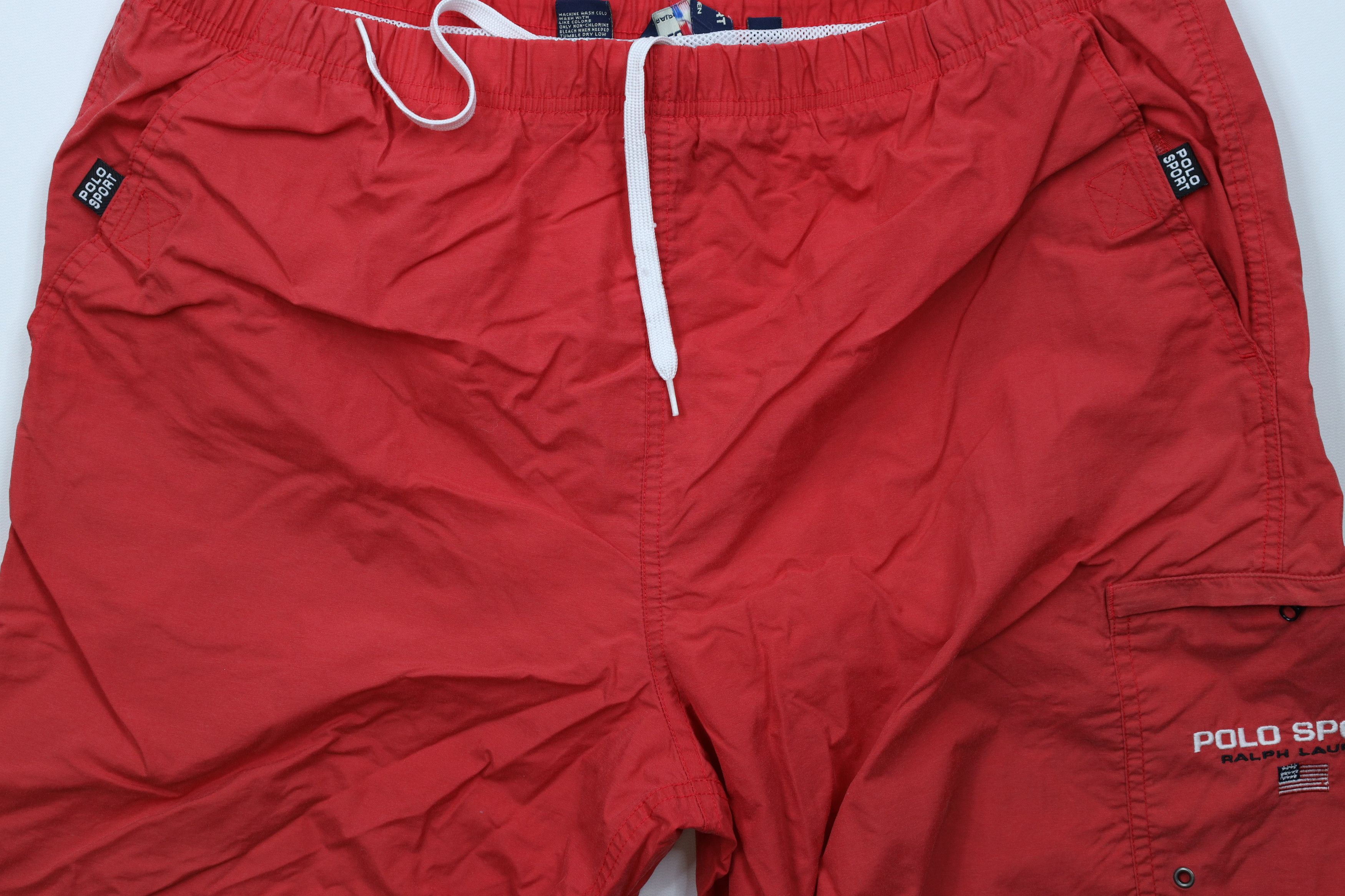 Ralph Lauren × Vintage Vintage 90s Polo Sport Ralph Lauren Flag Lined Shorts Red Size US 34 / EU 50 - 3 Thumbnail