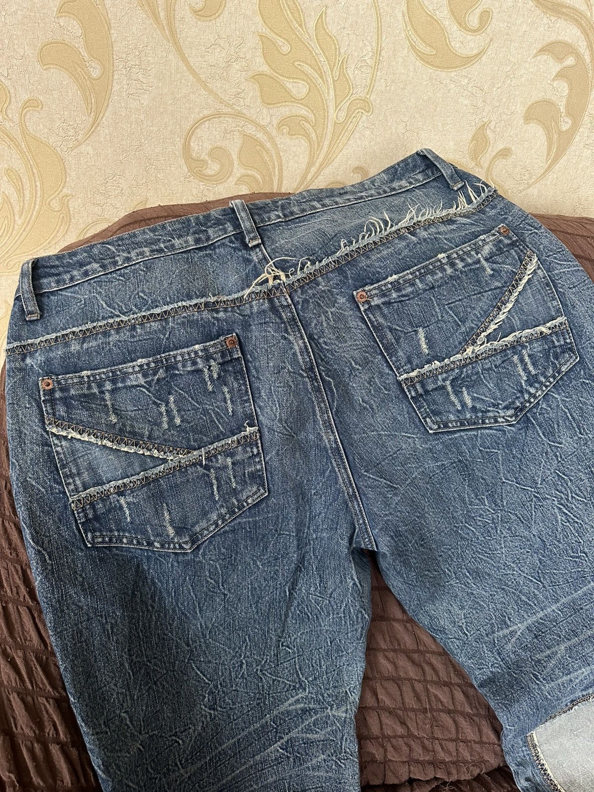 Vintage Vintage Distressed Patchwork Denim Jeans with Mesh Panels Size US 36 / EU 52 - 7 Thumbnail