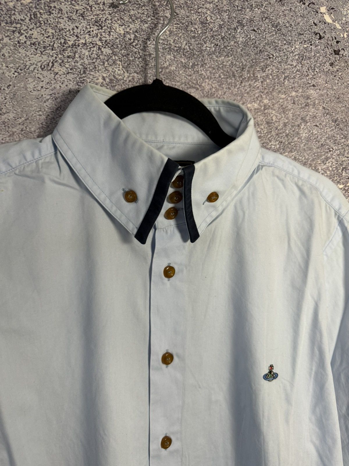 Vintage × Vivienne Westwood Blue Vivienne Westwood 3 Button Krall Shirt Orb Embroidery Size US XL / EU 56 / 4 - 10 Thumbnail