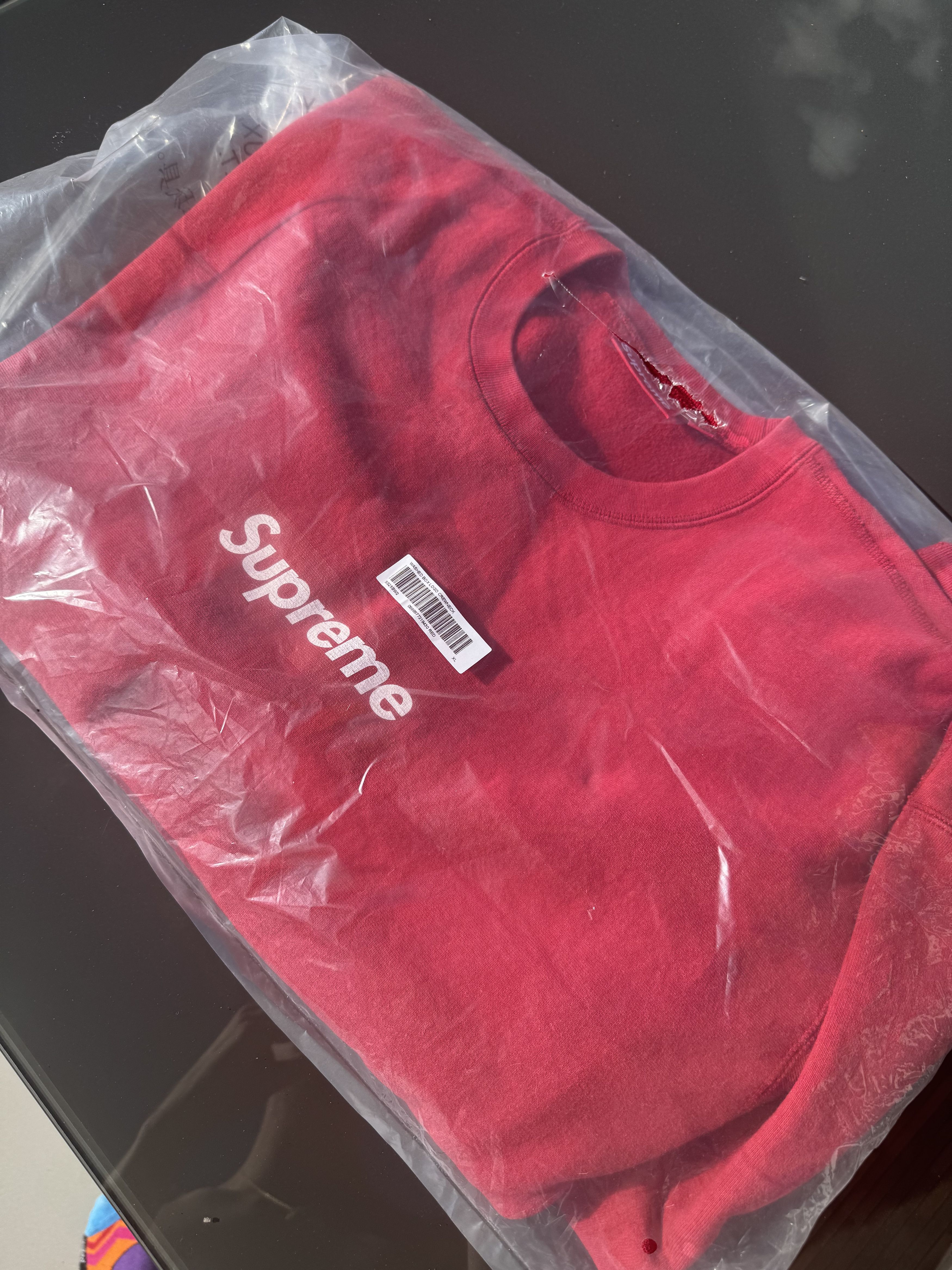 Supreme Supreme Washed Box Logo Crewneck Red Size XL SS25 | Grailed