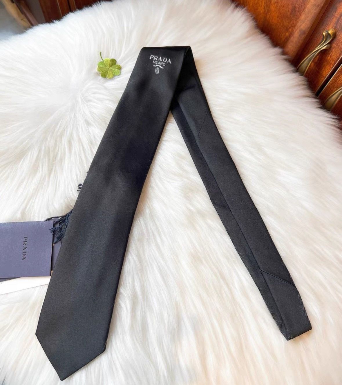 Prada Prada Black Linen Tie with Tag-2506 Size ONE SIZE - 1 Thumbnail