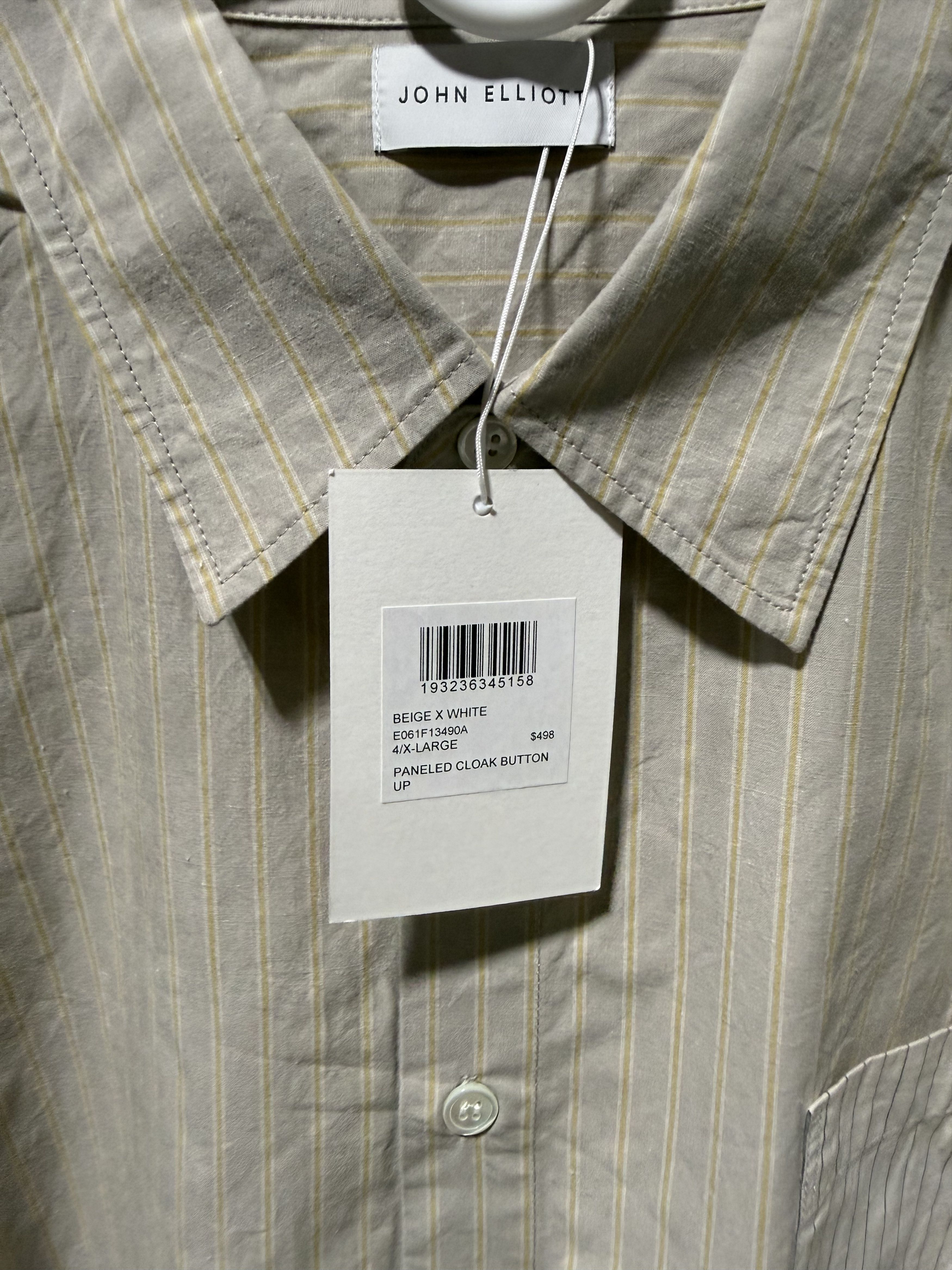 John Elliott John Elliott Paneled Cloak Button Up Shirt 'Beige' Size US XL / EU 56 / 4 - 2 Thumbnail
