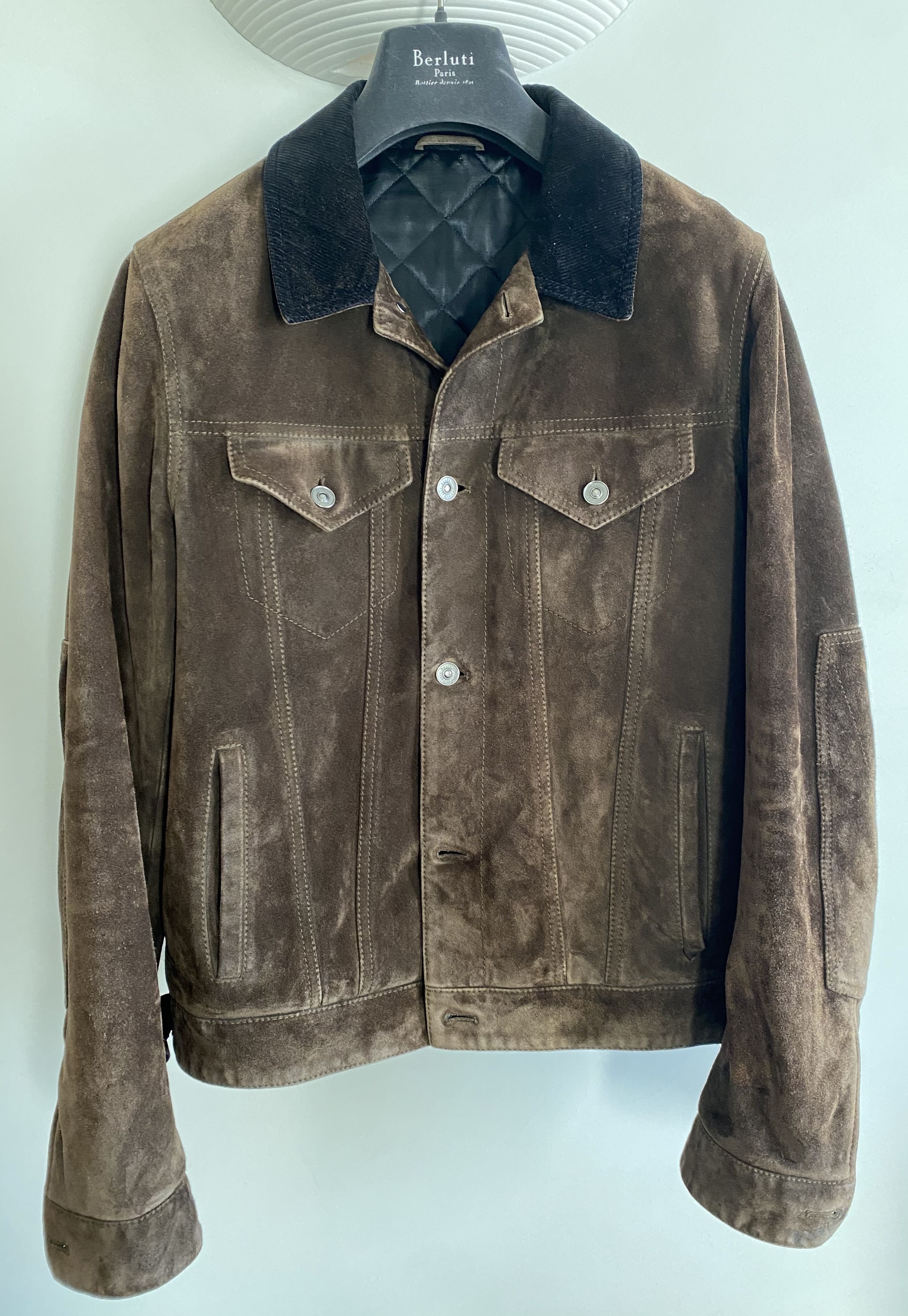 image of Berluti Haider Ackermann Suede Trucker (48) in Brown, Men's (Size Medium)