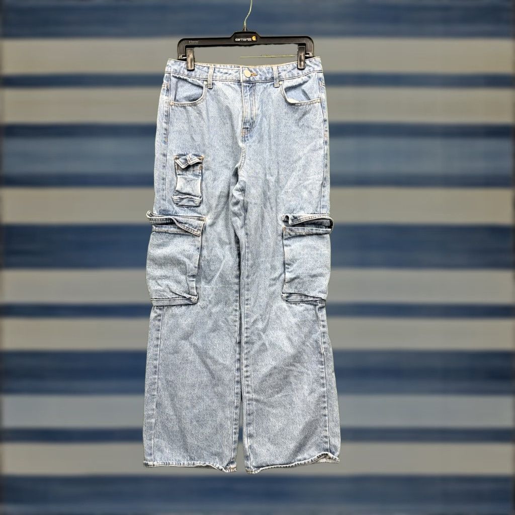 Vintage VINTAGE Banjara Jeans Womens 11/29 Light Wash Denim Wide-Leg 31in 29in Cargo Pocket Y2K Grunge Skater Size 32" / US 10 / IT 46 - 1 Thumbnail