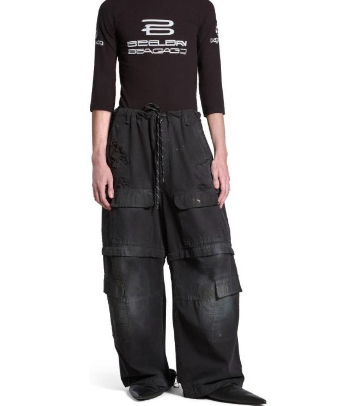 Balenciaga 24fw Dirty Mud Cargo Wide Leg Overalls pants 250
