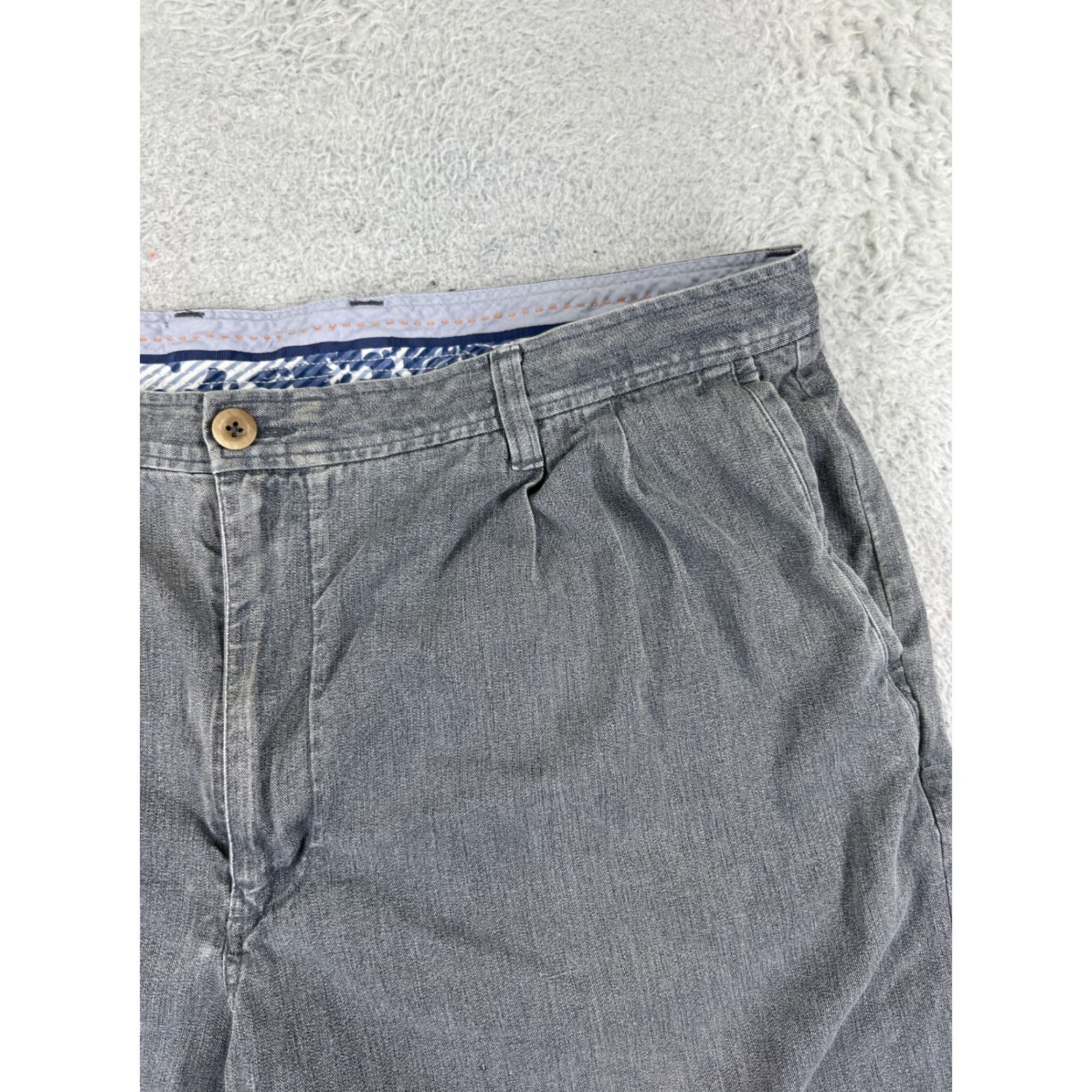 Tommy Bahama Tommy Bahama Shorts Men 40 Gray Silk Cotton Blend Herringbone Vacation Resort Size US 40 / EU 56 - 5 Thumbnail