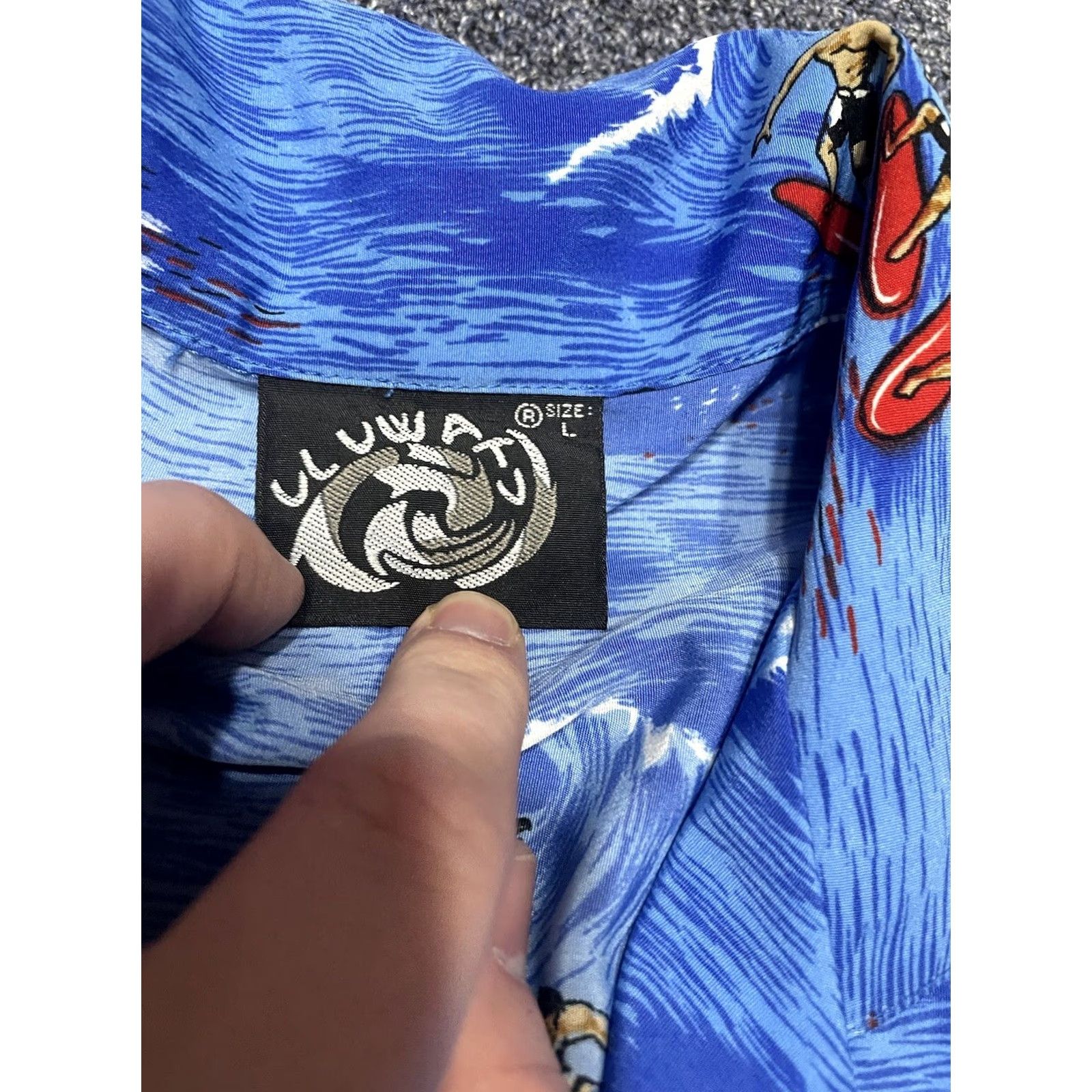 ALOHAS VINTAGE Uluwatu Hawaiian Shirt Mens L Surfboard Beach Tiki Aloha Rayon Blue Shirt Size US L / EU 52-54 / 3 - 3 Thumbnail