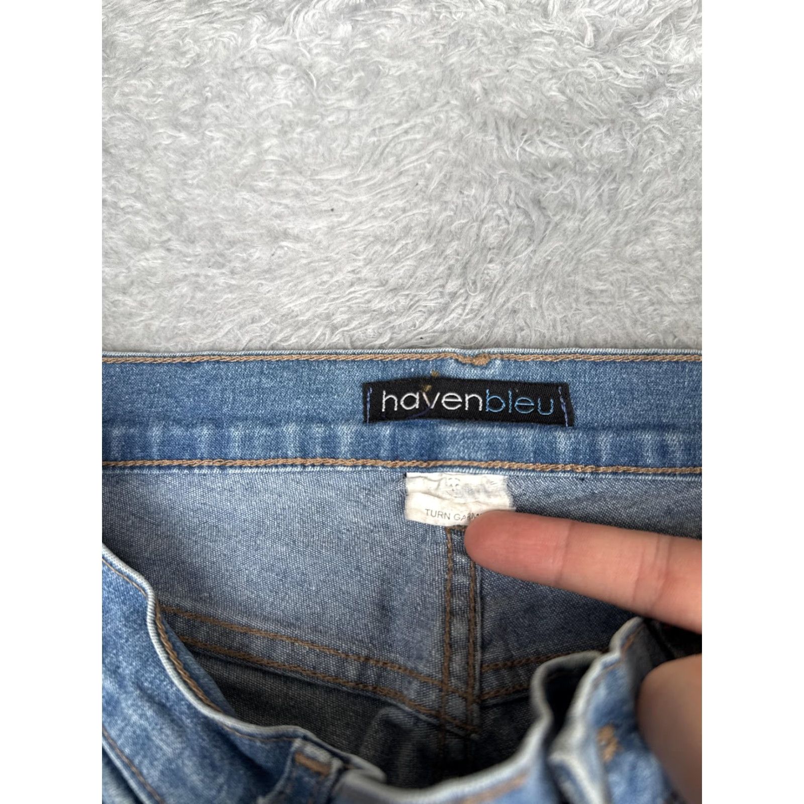 Vintage Havenbleu Jeans Womens 10 Straight Mid Rise Blue Floral Beaded Embroidered Sequin 5-Pocket Denim Cotton Blend 30x26 Size 32" / US 10 / IT 46 - 6 Thumbnail