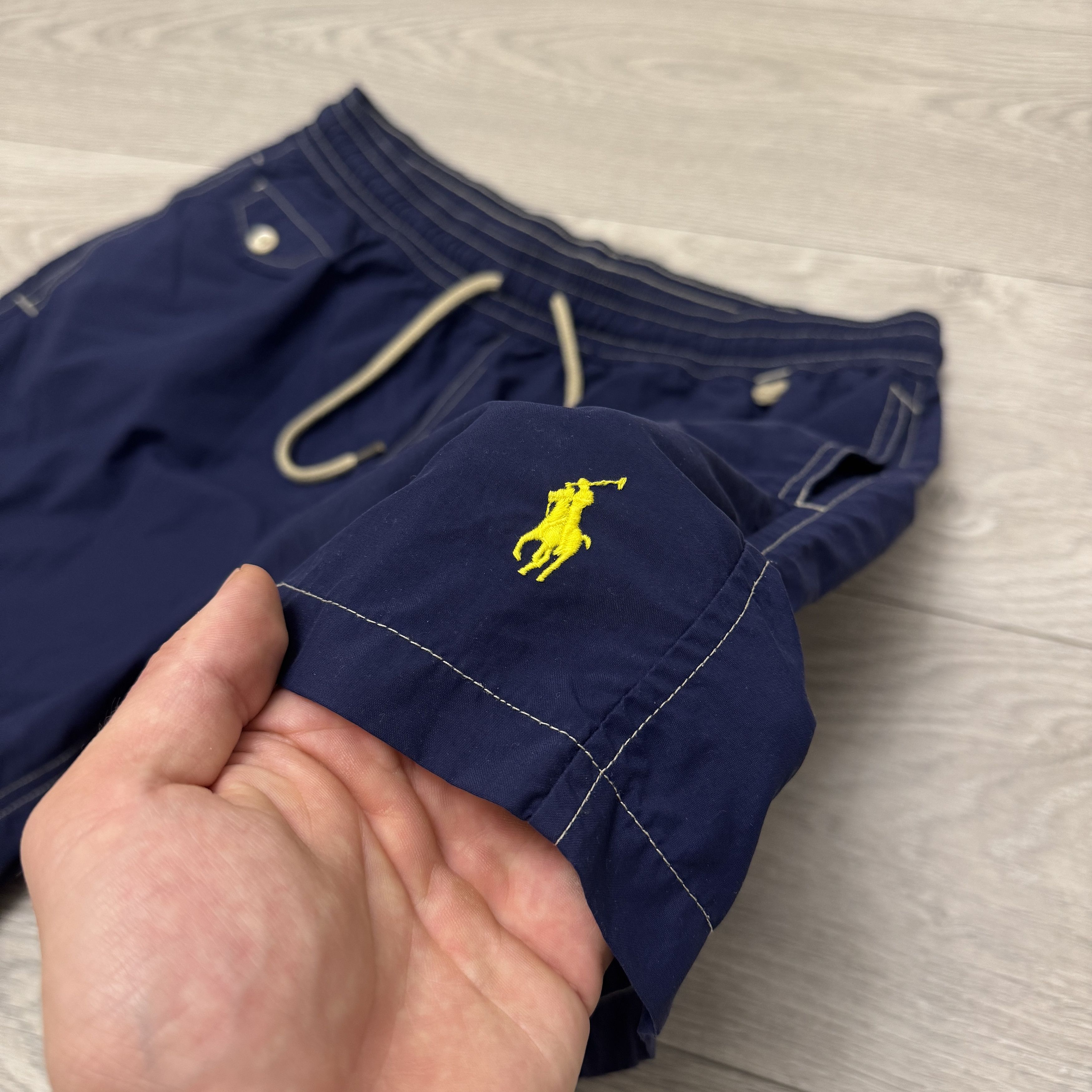 Polo Ralph Lauren Polo Ralph Lauren Nylon Swim Shorts Navy Yellow Logo Size US 32 / EU 48 - 4 Thumbnail
