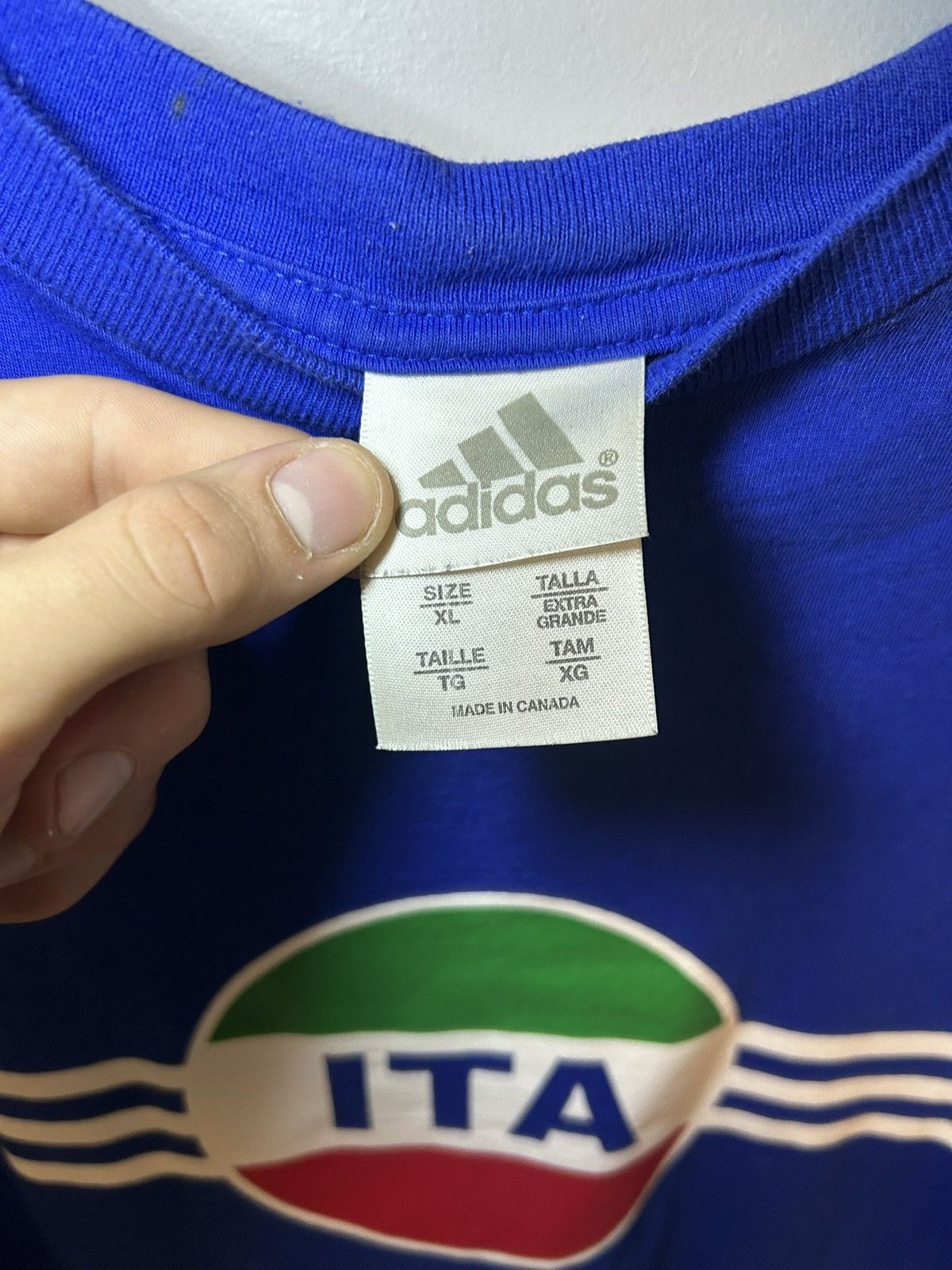 Adidas Vintage Adidas Italy three stripe t-shirt Size US XL / EU 56 / 4 - 3 Thumbnail